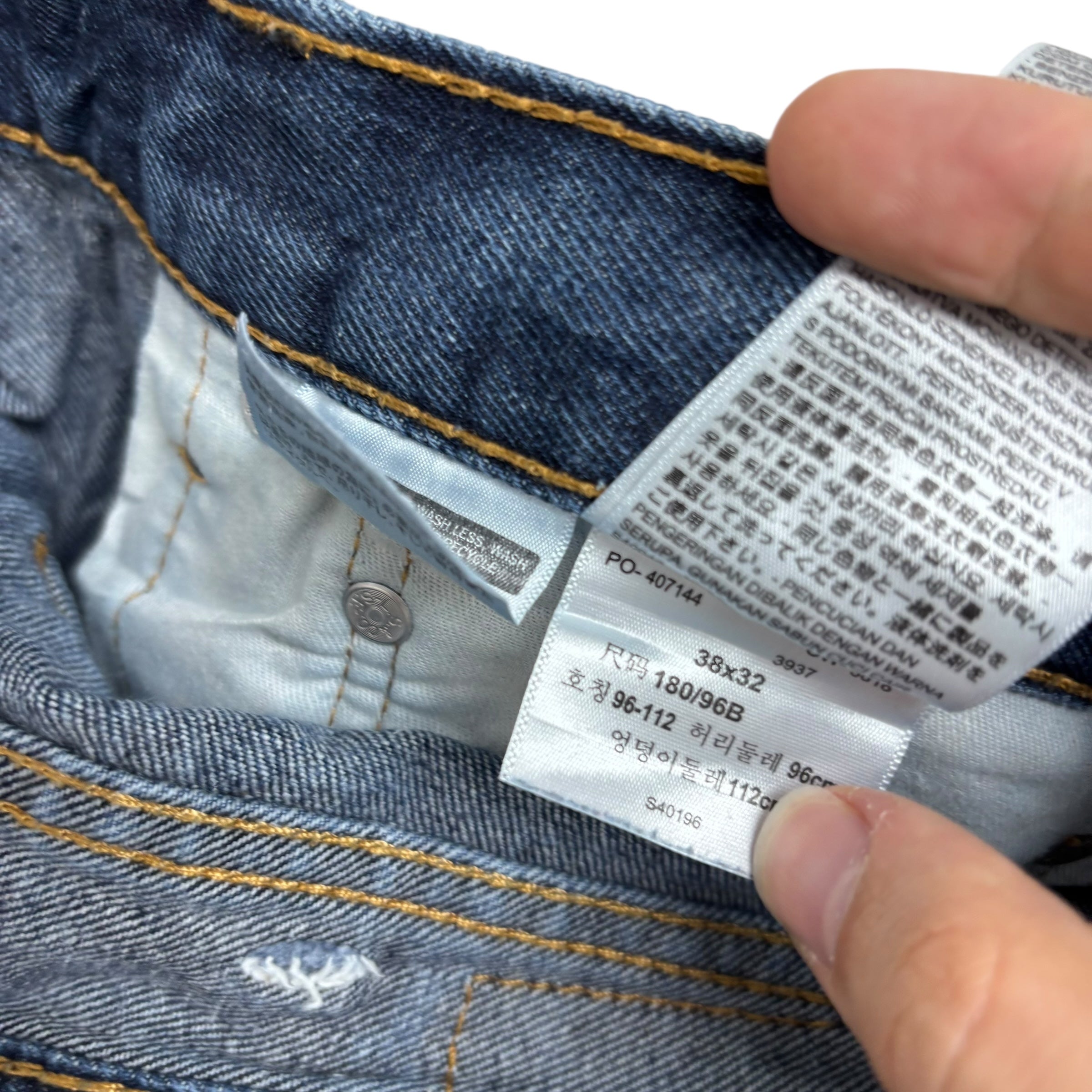 Levis 505 Jeans W38 L25 Mens Dark Blue Regular Straight Fit Denim (E)