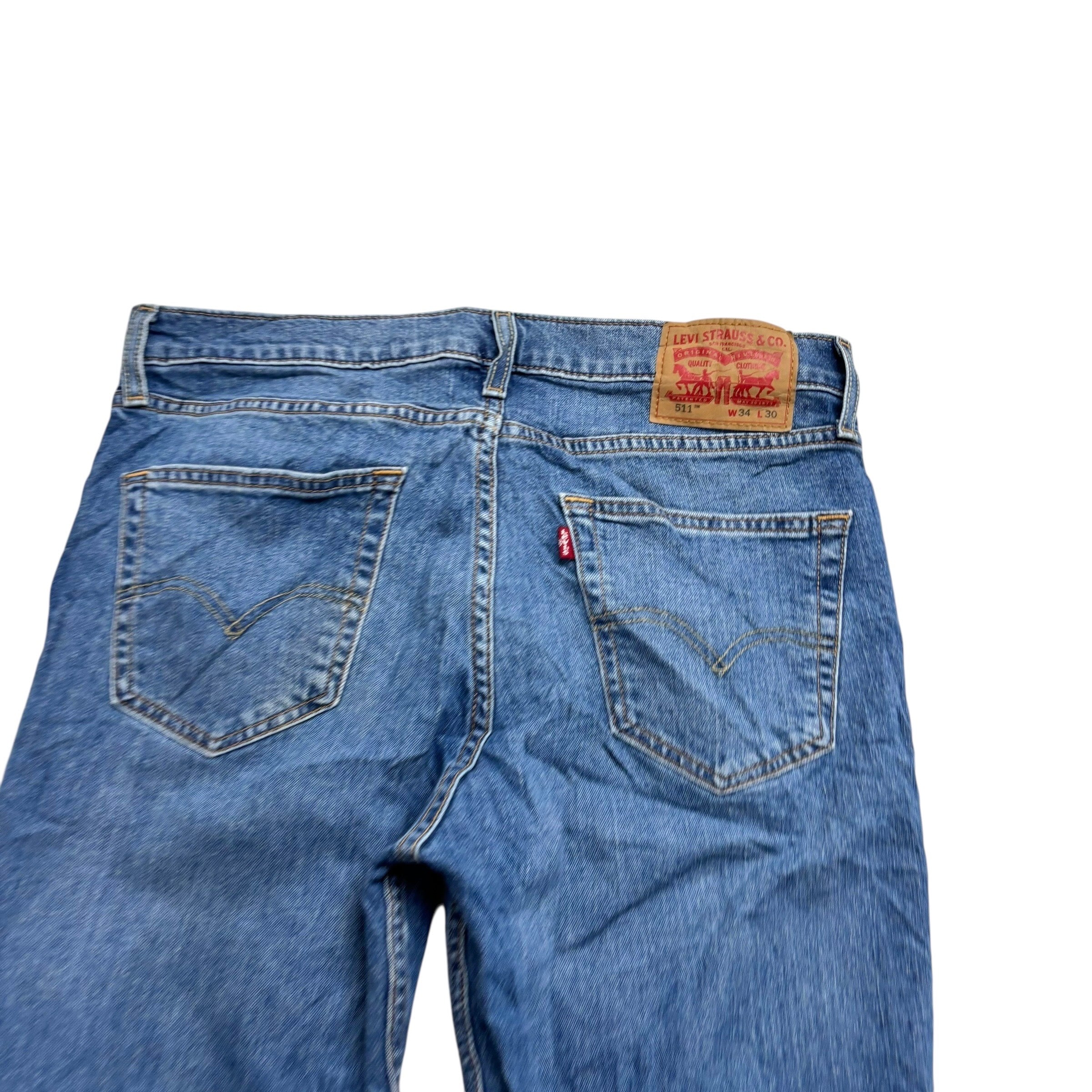 Levis 511 Jeans W34 L30 Mens Mid Blue Slim Fit Stretch Denim