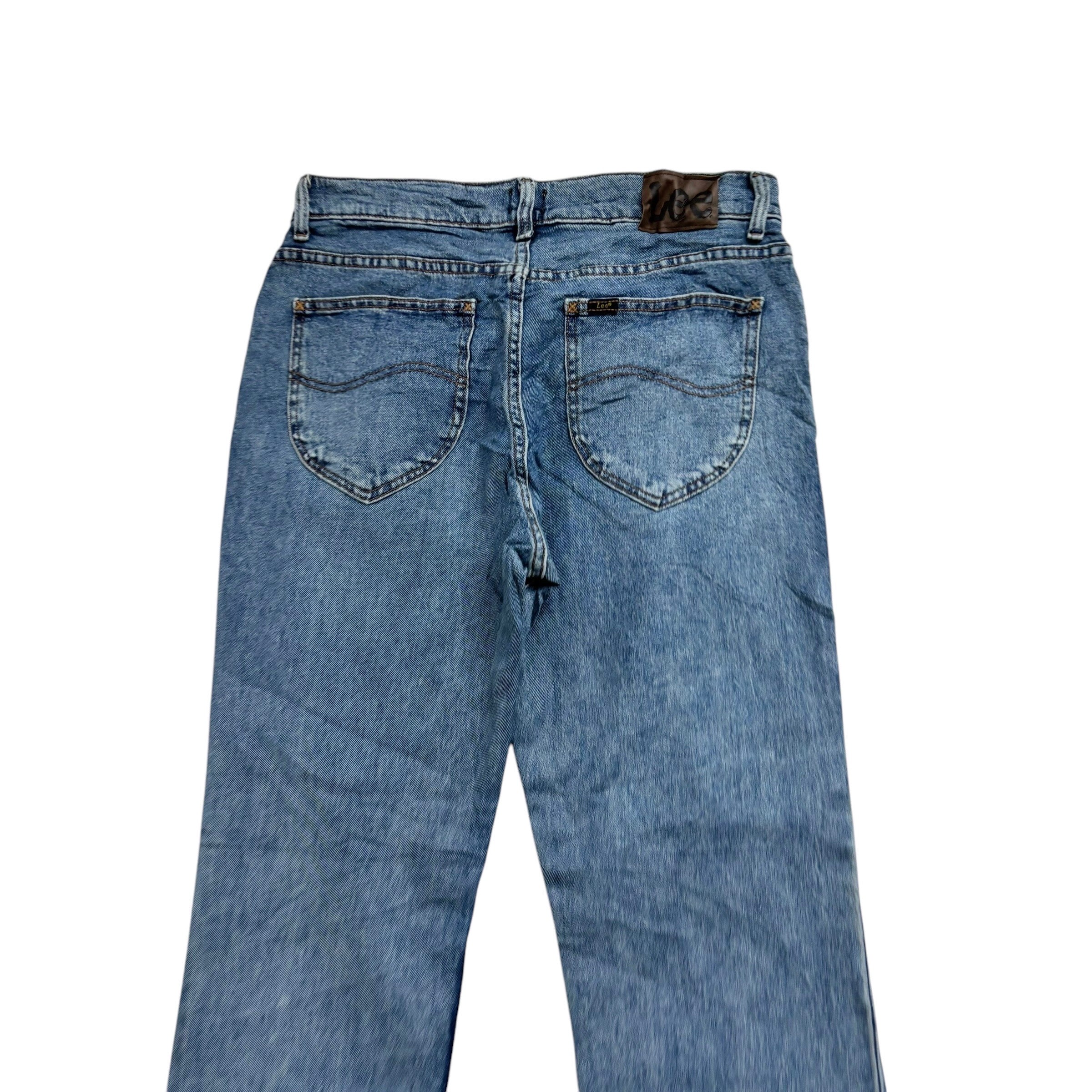 Lee Jeans W32 L32 Mens Mid Blue Regular Straight Fit Stretch Denim (E)