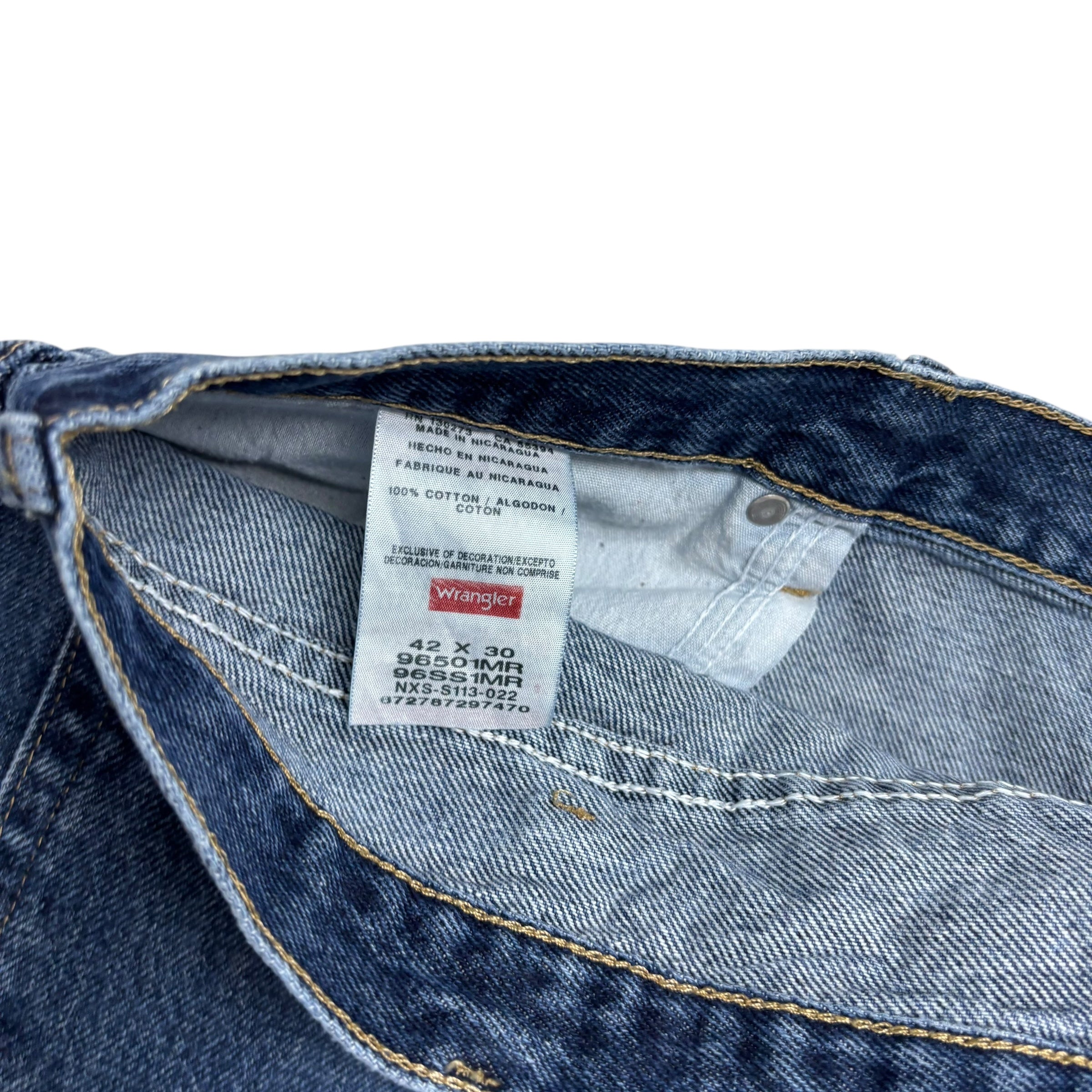 Wrangler Jeans W42 L30 Mens Mid Blue Regular Straight Fit Denim (E)