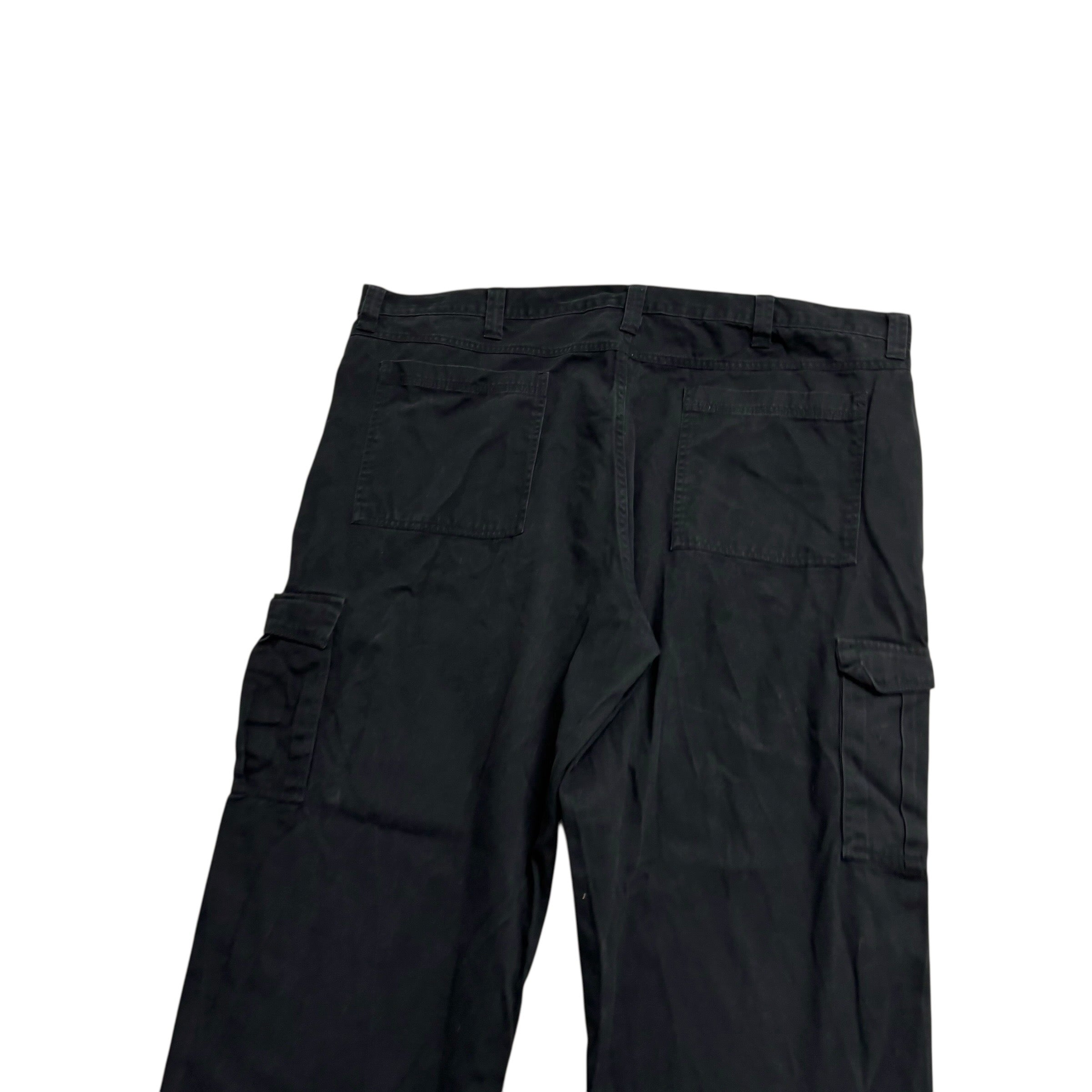 Wrangler Cargo Pants W46 L32 Mens Black Relaxed Straight Fit Trousers (E)