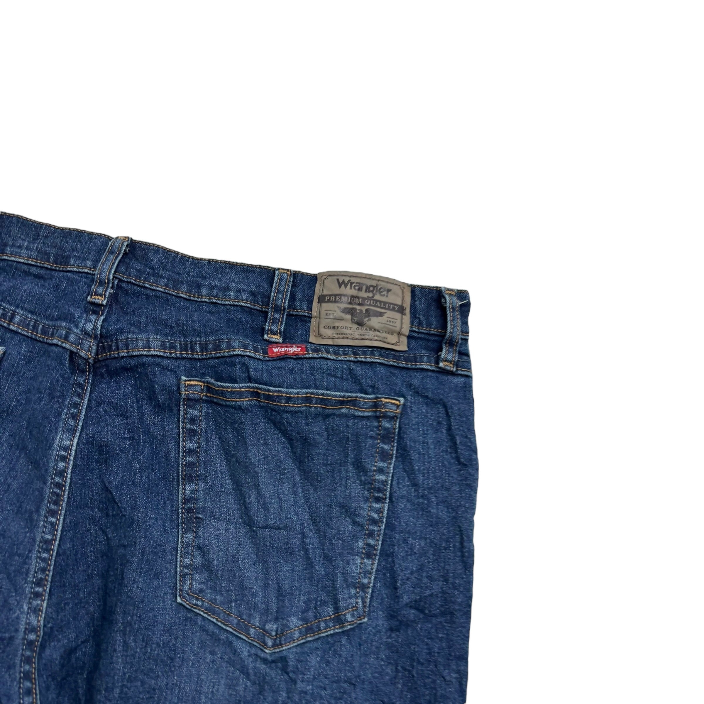 Wrangler Jeans W38 L30 Mens Dark Blue Relaxed Straight Fit Stretch Denim (E)