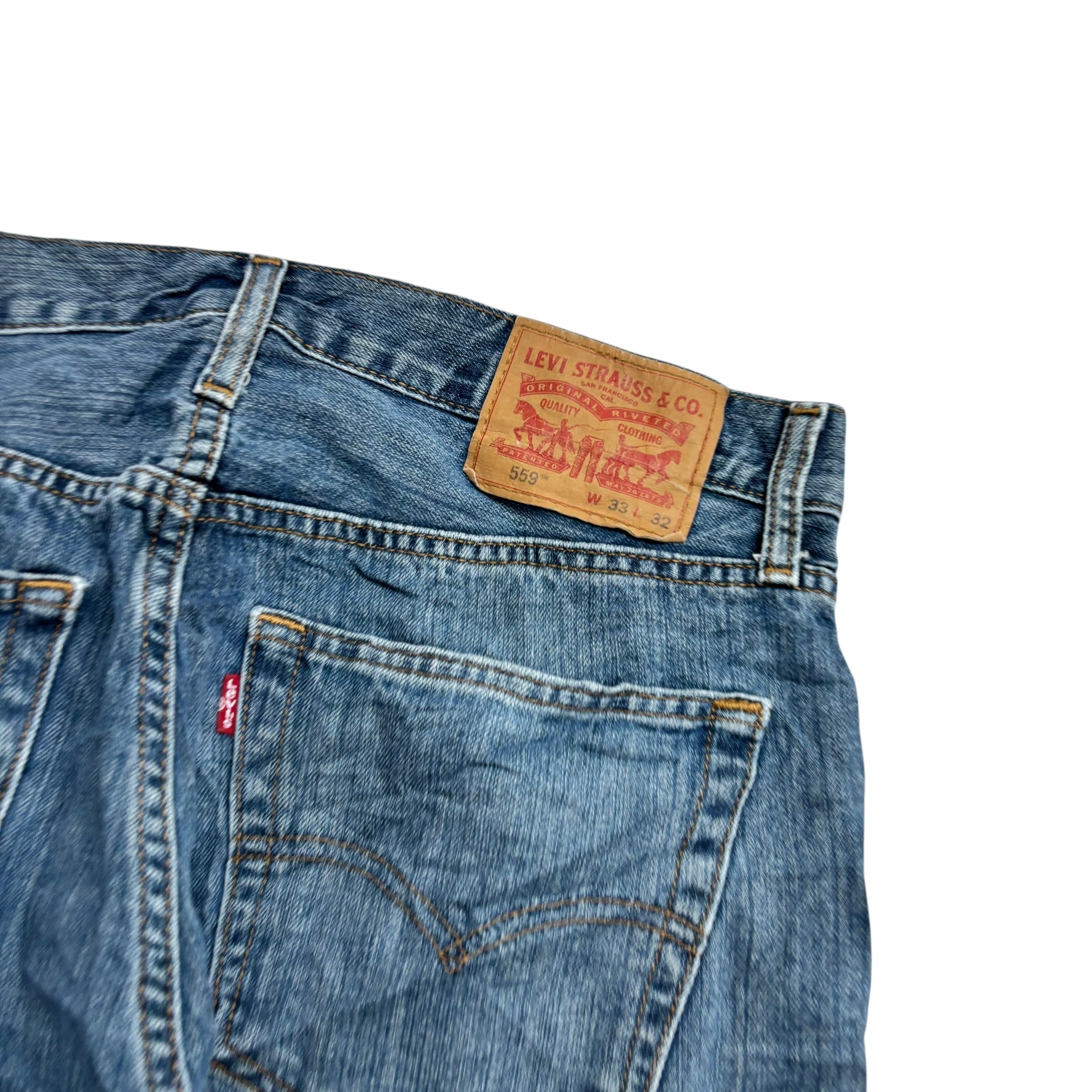 Levis 559 Jeans W33 L32 Mens Blue Baggy Relaxed Straight Fit Denim (E)