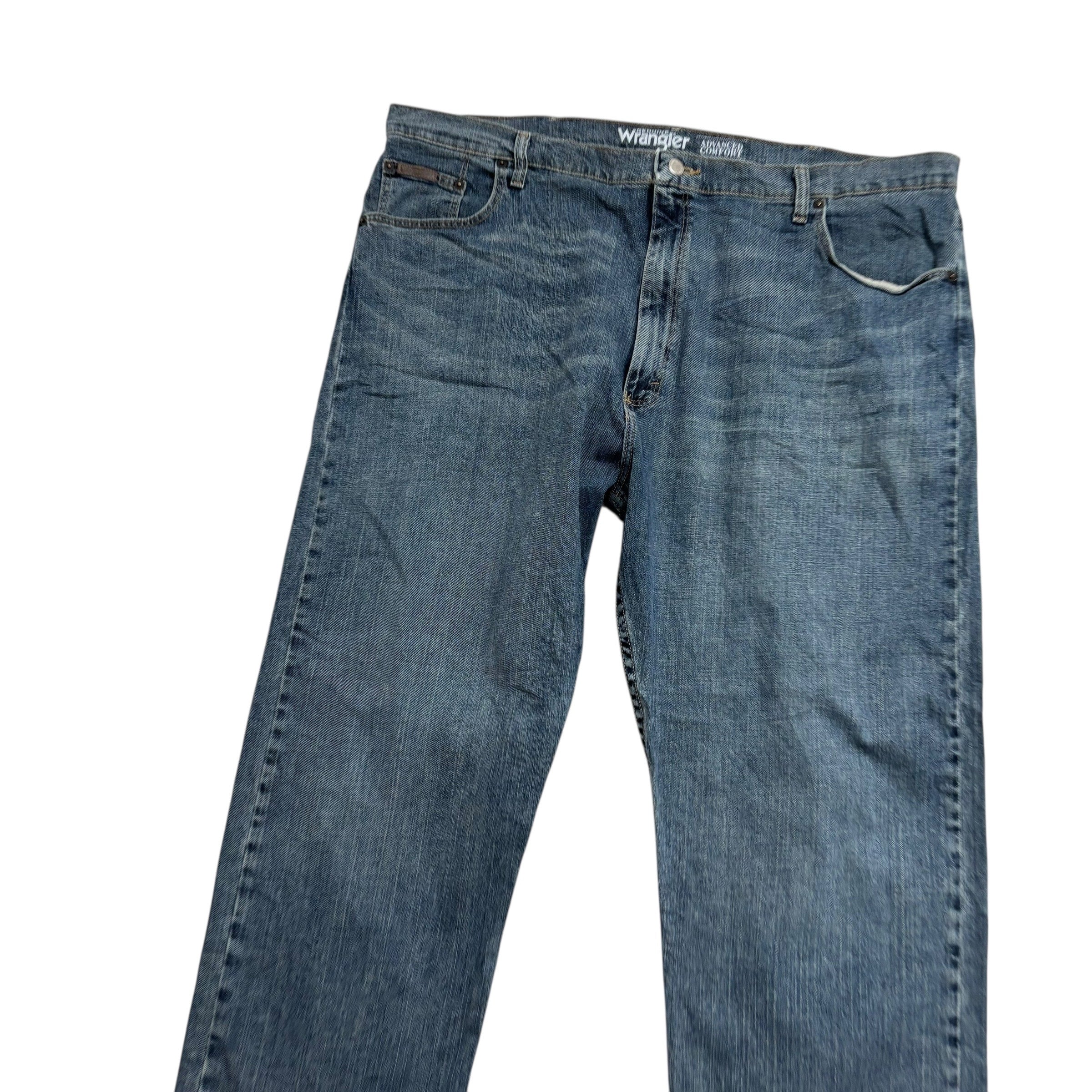 Wrangler Jeans W42 L30 Mens Blue Relaxed Straight Fit Stretch Denim (E)