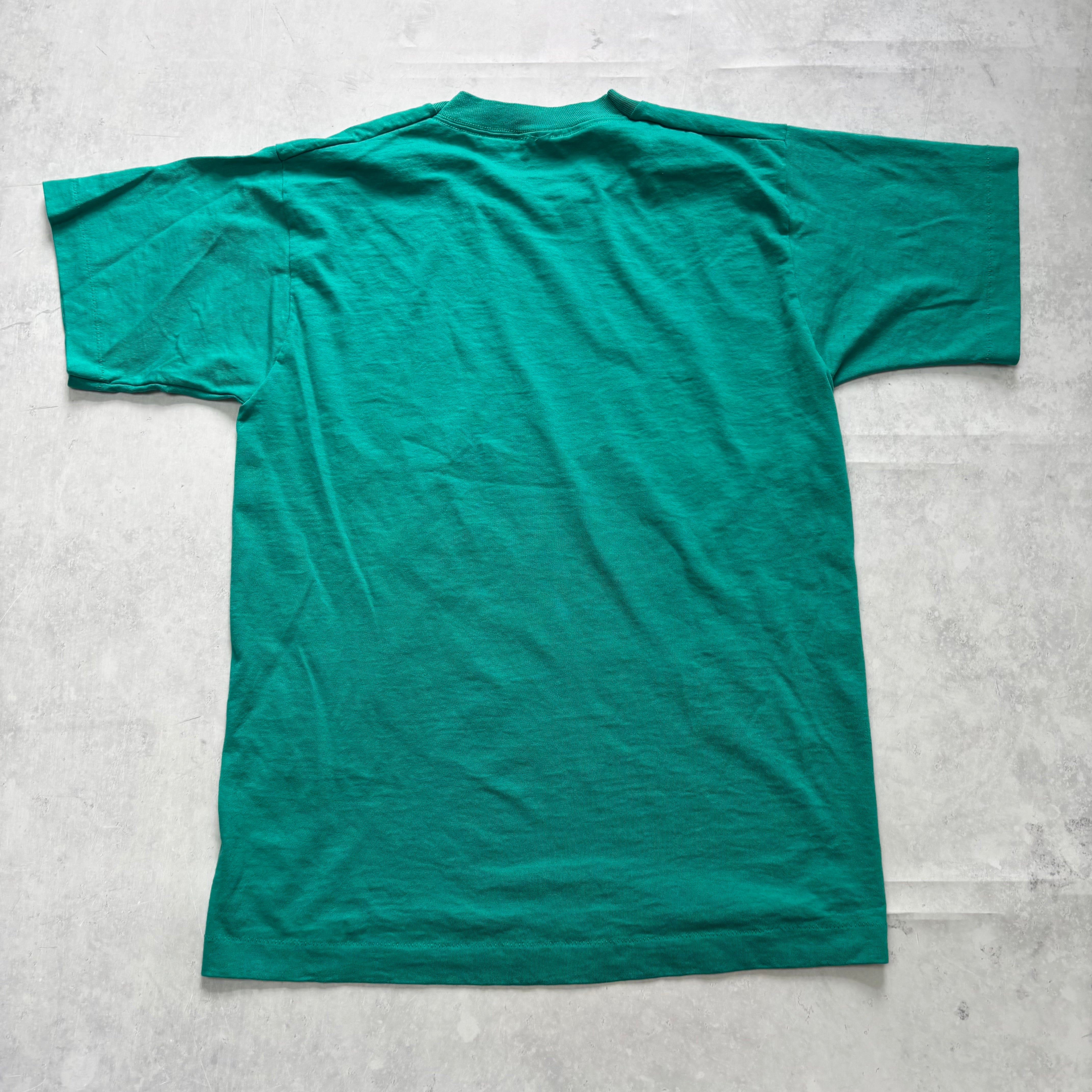 Vintage T Shirt Mens Small Teal Green Single Stitch Graphic Print 90s (E)