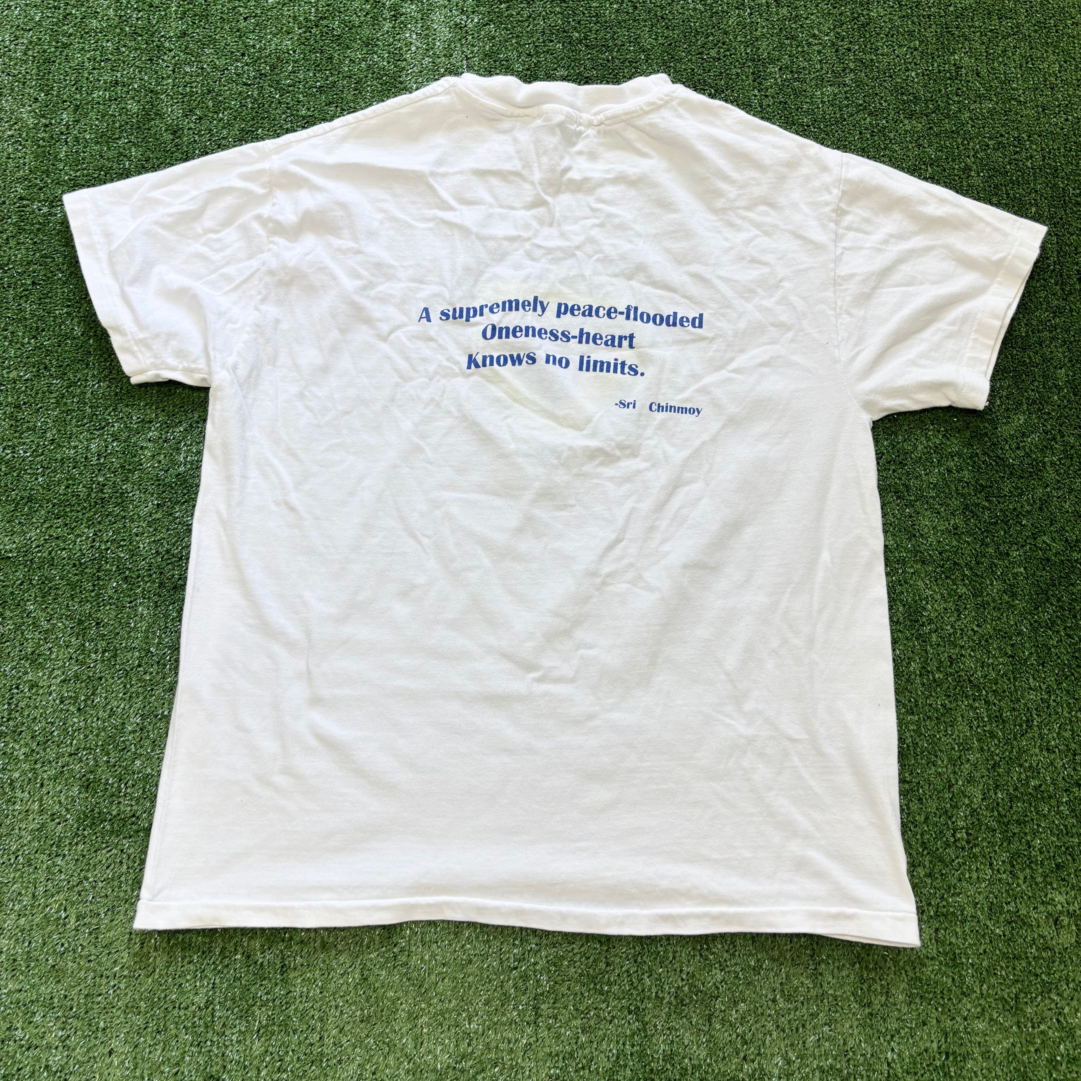 Vintage T Shirt Mens Medium White Single Stitch Graphic Print 90s Race (E)