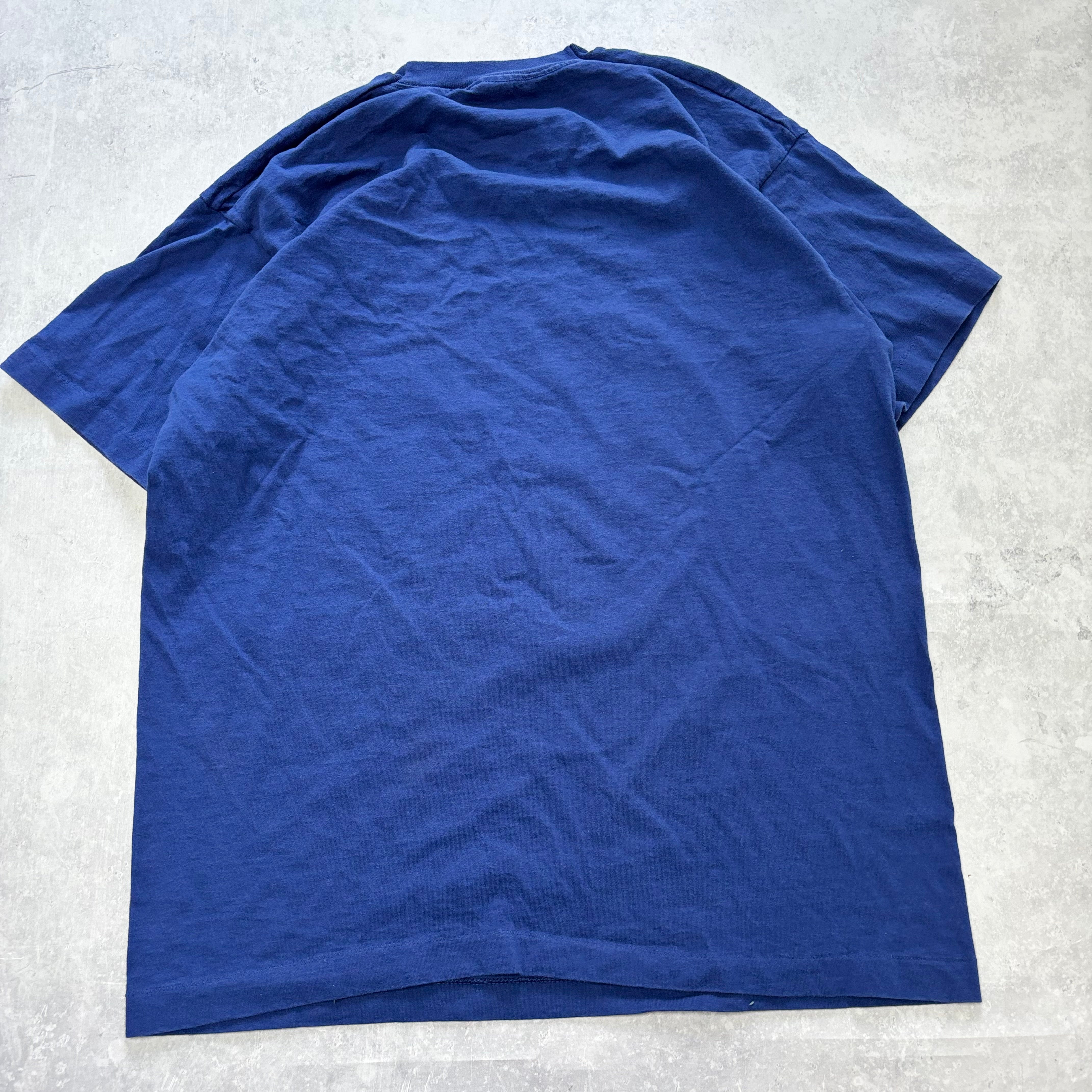 Vintage T Shirt Mens XL Blue Single Stitch Graphic Print 90s USA Funny (E)