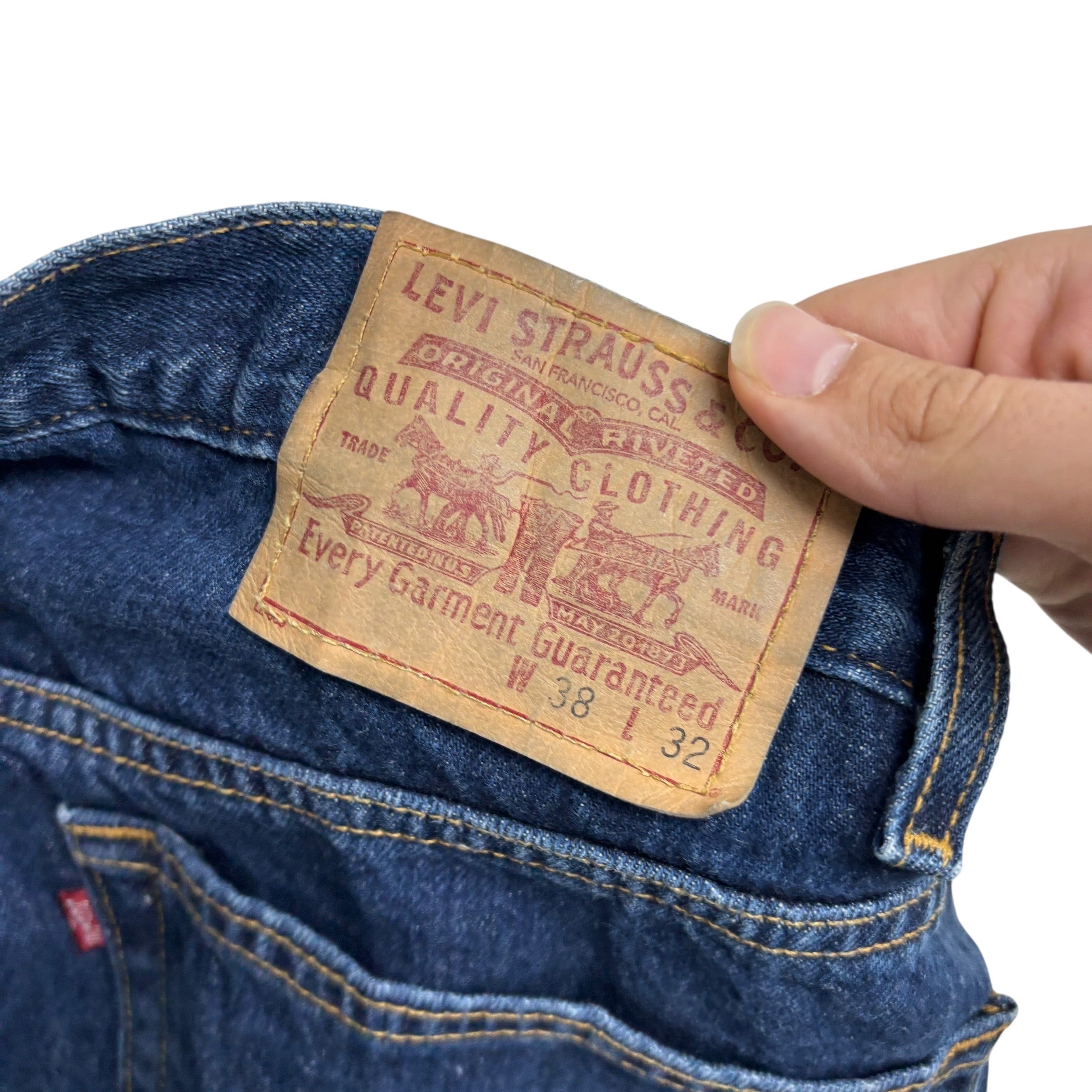 Levis Jeans W38 L32 Mens Dark Blue Baggy Relaxed Straight Fit Denim