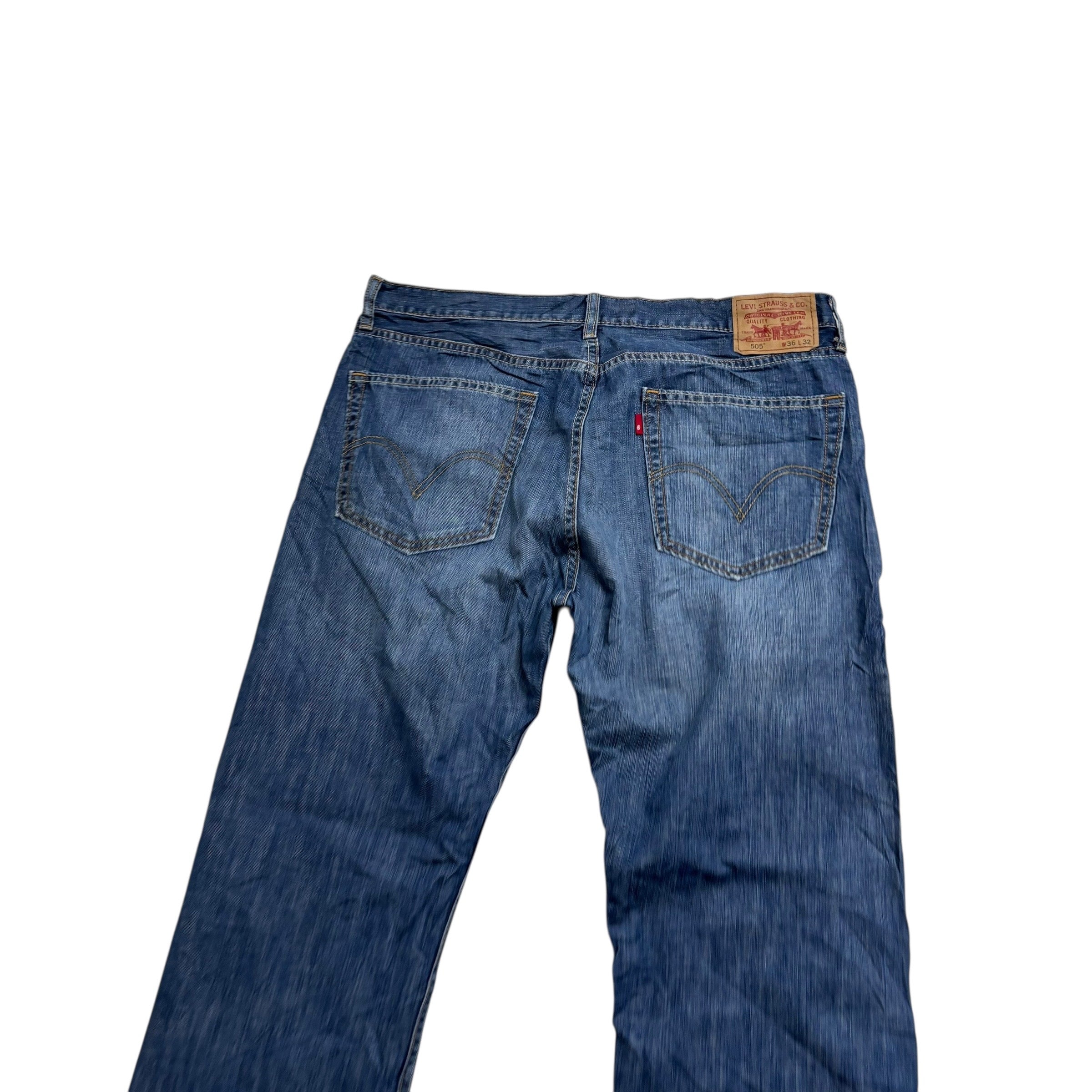 Levis 505 Jeans W36 L32 Mens Mid Blue Regular Straight Fit Vintage Denim