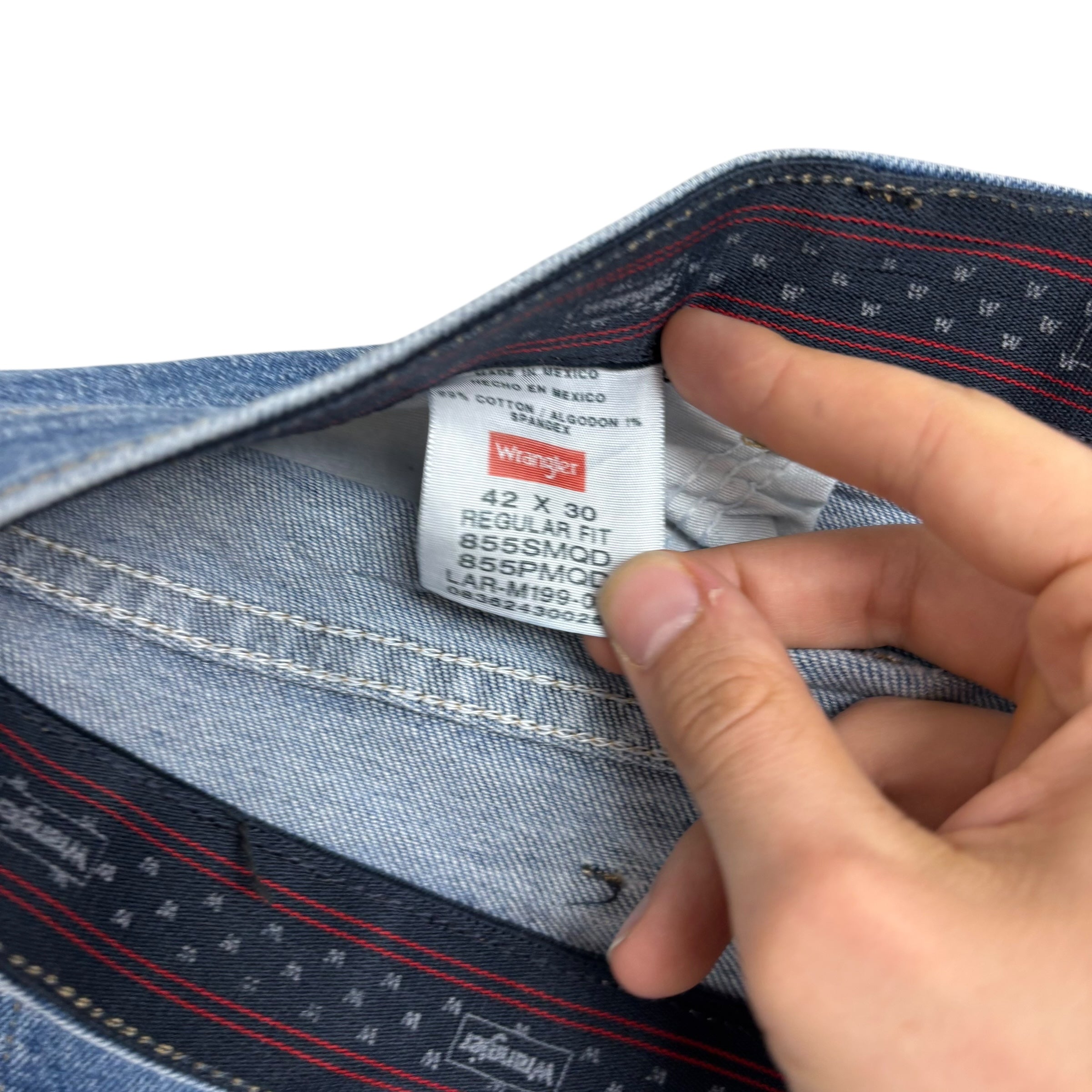 Wrangler Jeans W42 L30 Mens Mid Blue Regular Straight Fit Stretch Denim (E)