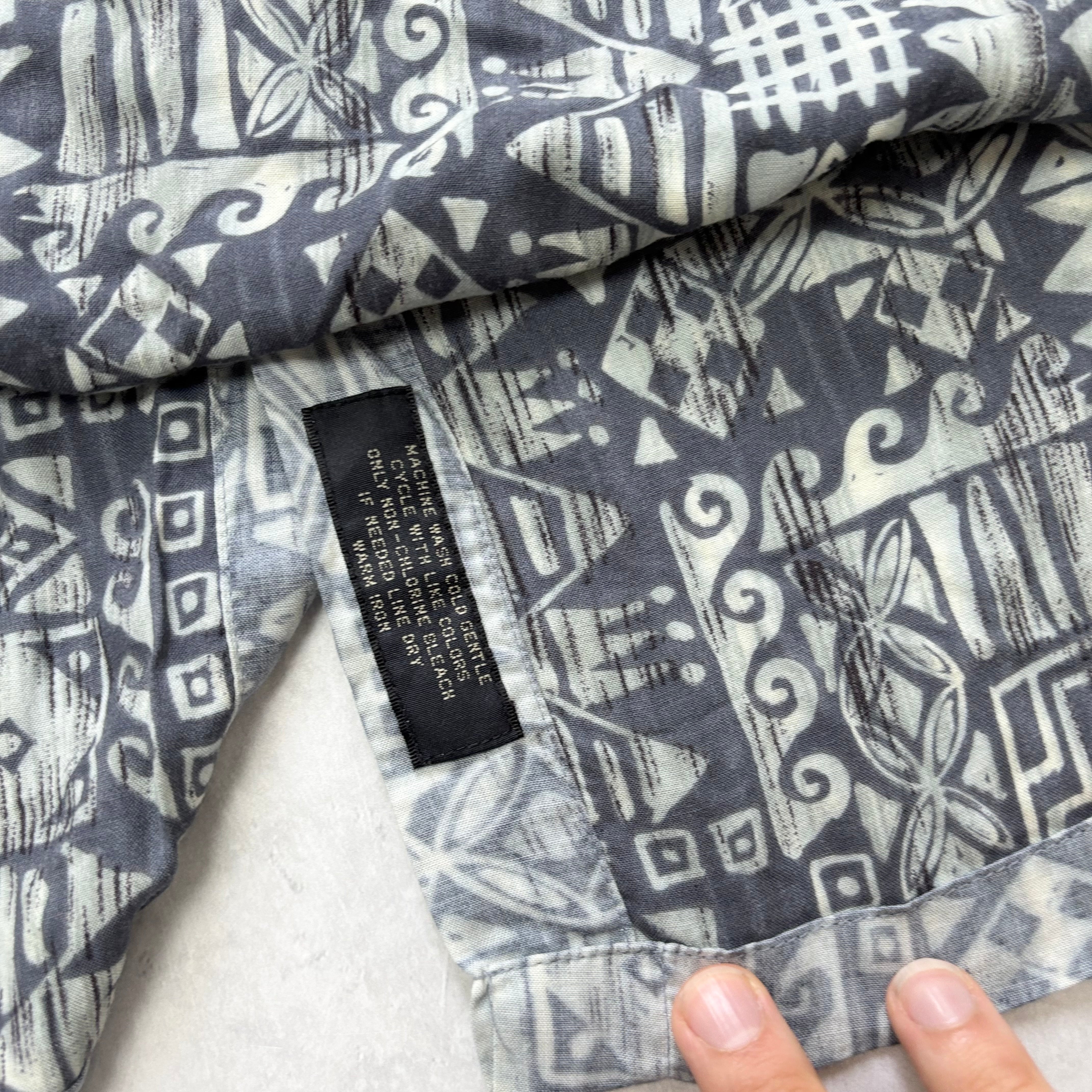 Hawaiian Shirt Mens Large Blue Floral Aloha Short Sleeve Rayon (E)