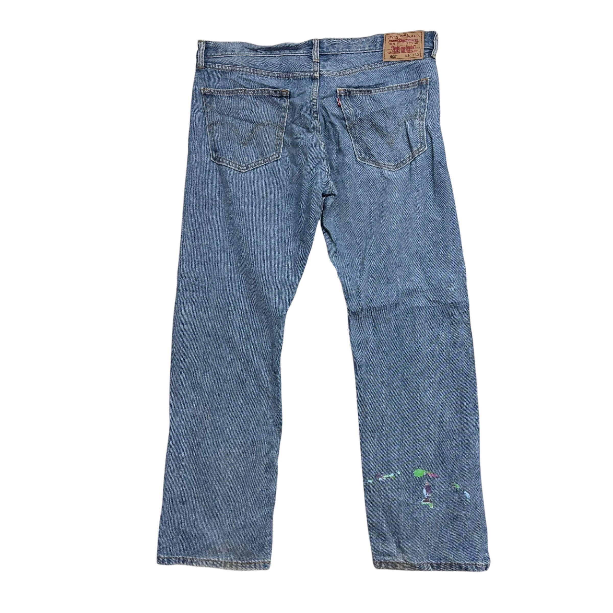 Levis 505 Jeans W38 L30 Mens Light Blue Regular Straight Fit Vintage Denim