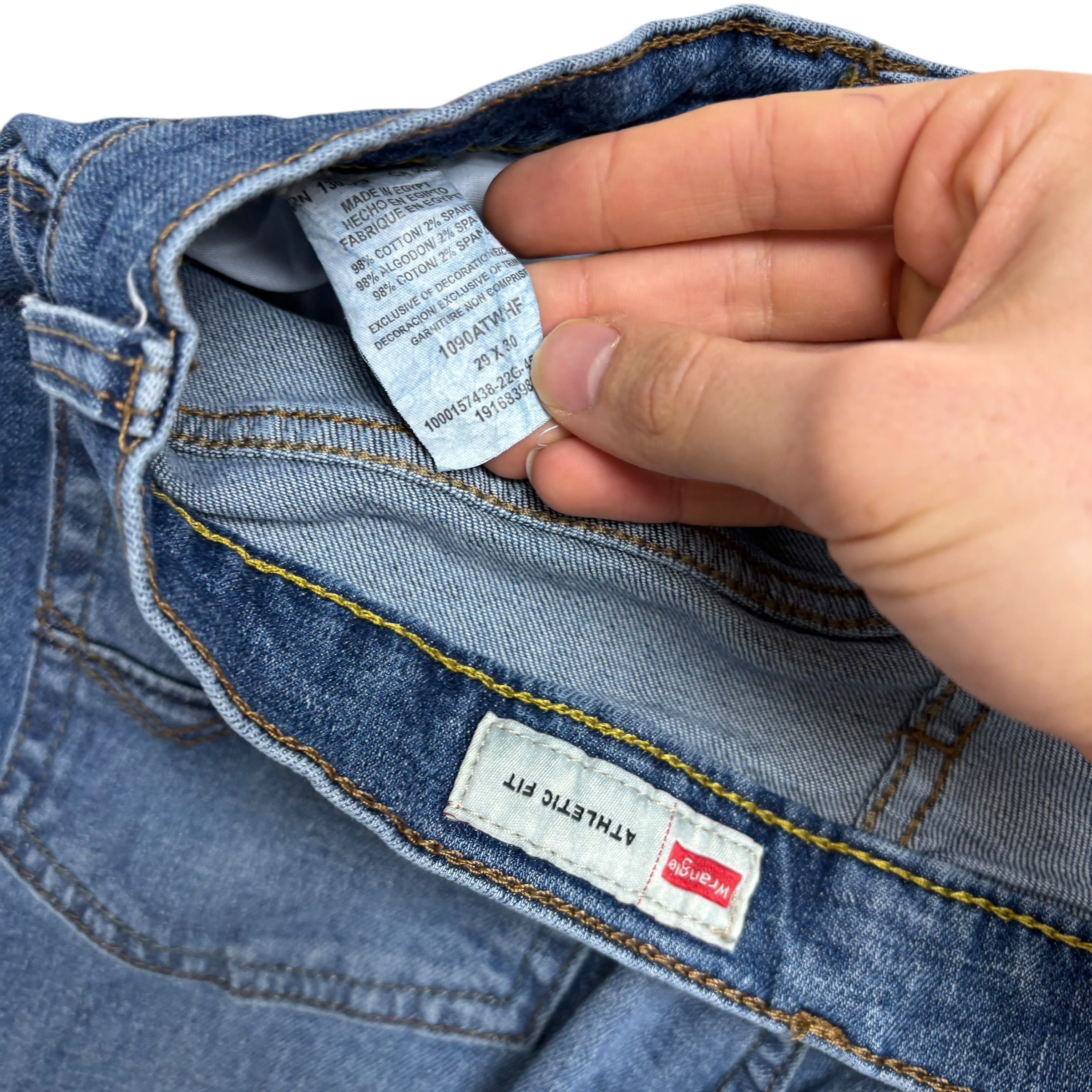 Wrangler Jeans W29 L30 Mens Mid Blue Athletic Tapered Fit Stretch Denim