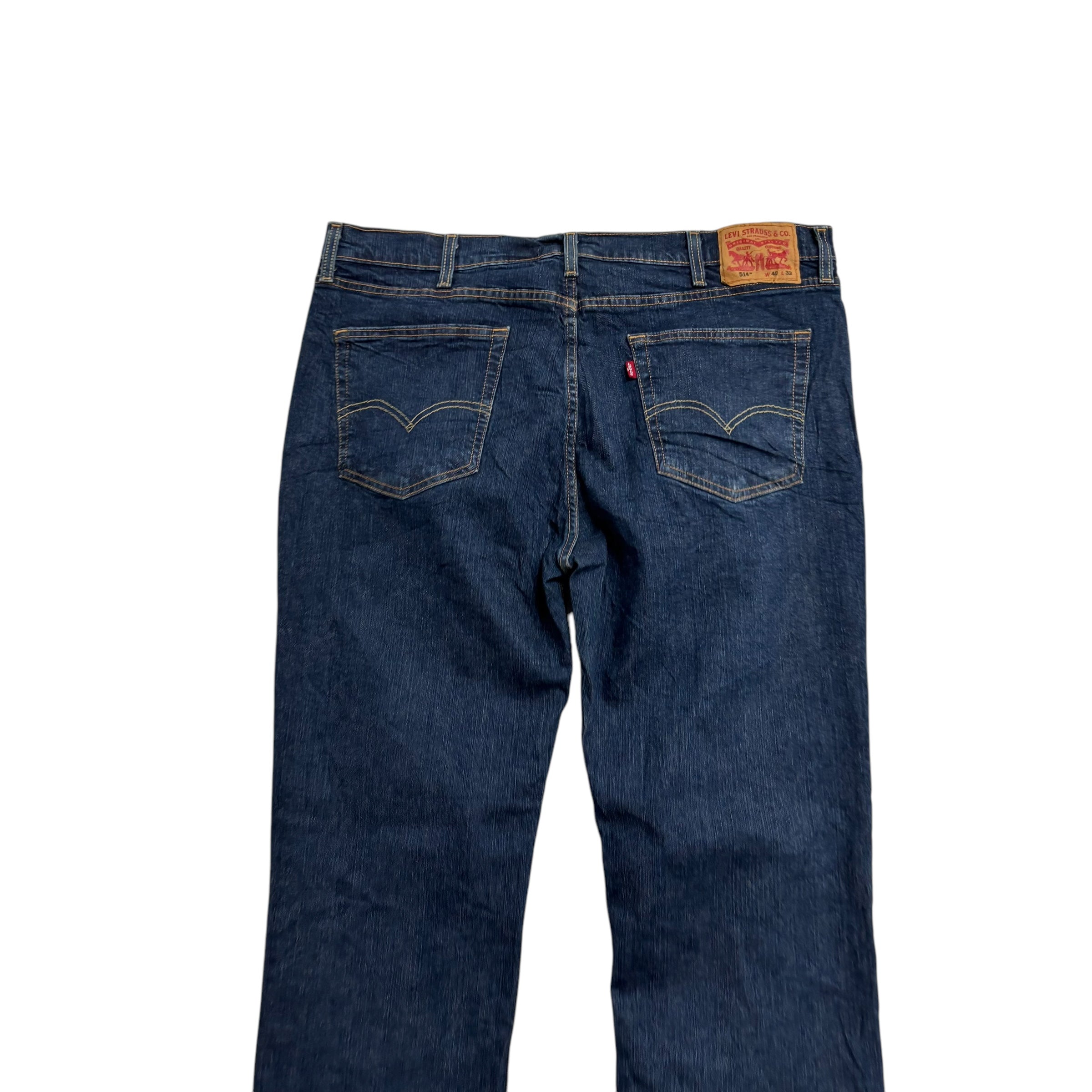 Levis 514 Jeans W40 L32 Mens Dark Blue Regular Straight Fit Stretch Denim (E)
