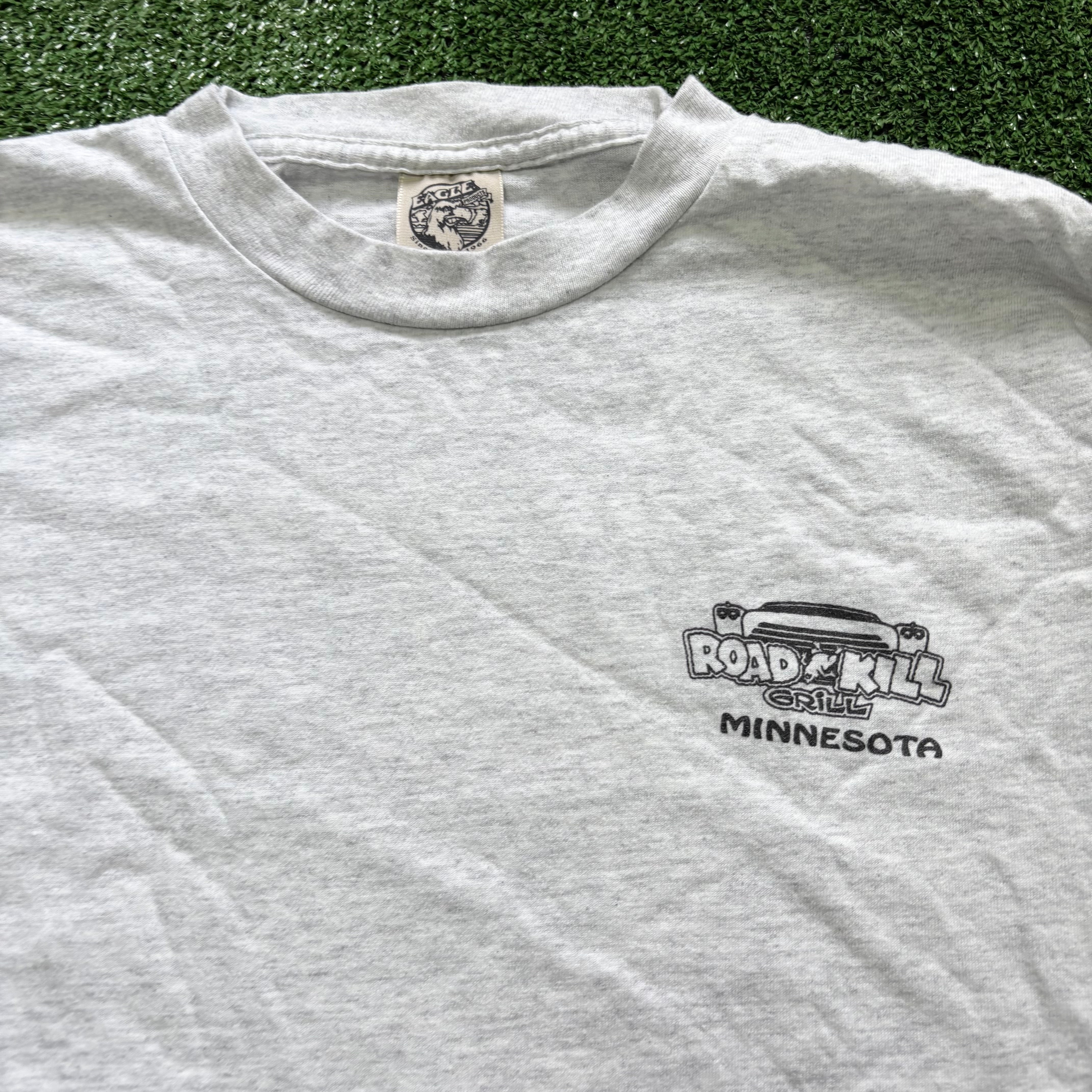 Vintage T Shirt Mens Large Grey Single Stitch Graphic Print 90s USA Cartoon (E)