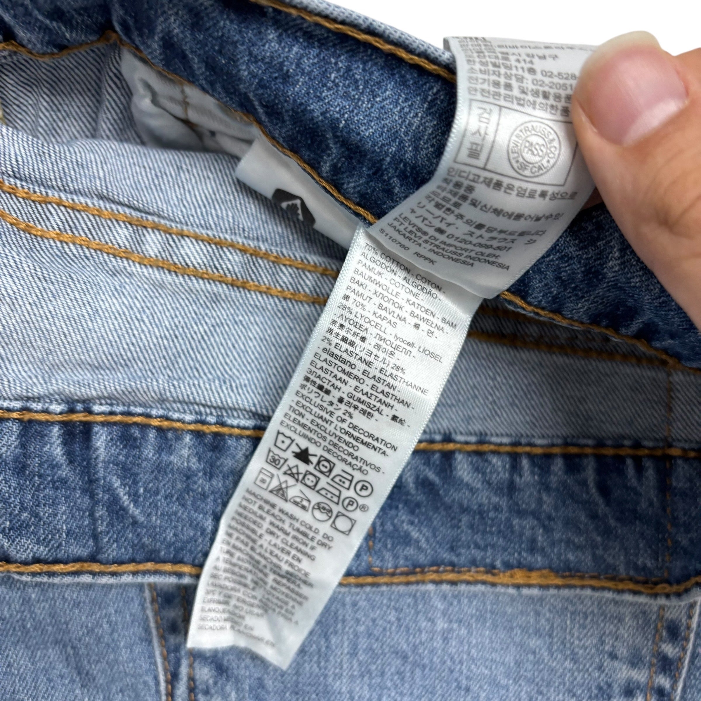 Levis 514 Jeans W34 L34 Mens Light Blue Regular Straight Fit Stretch Denim (E)