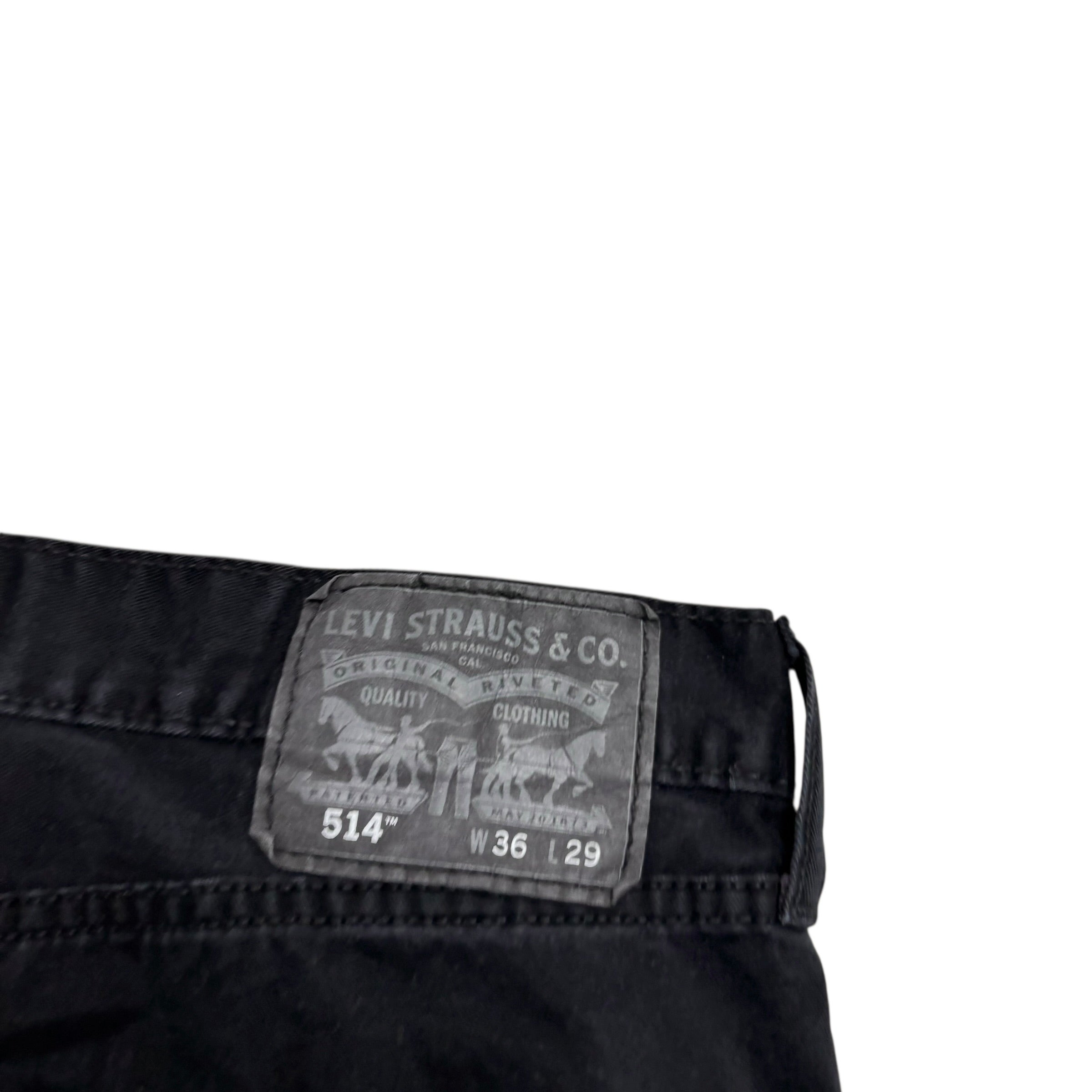 Levis 514 Trousers W36 L29 Mens Black Regular Straight Fit Cotton Pants (E)