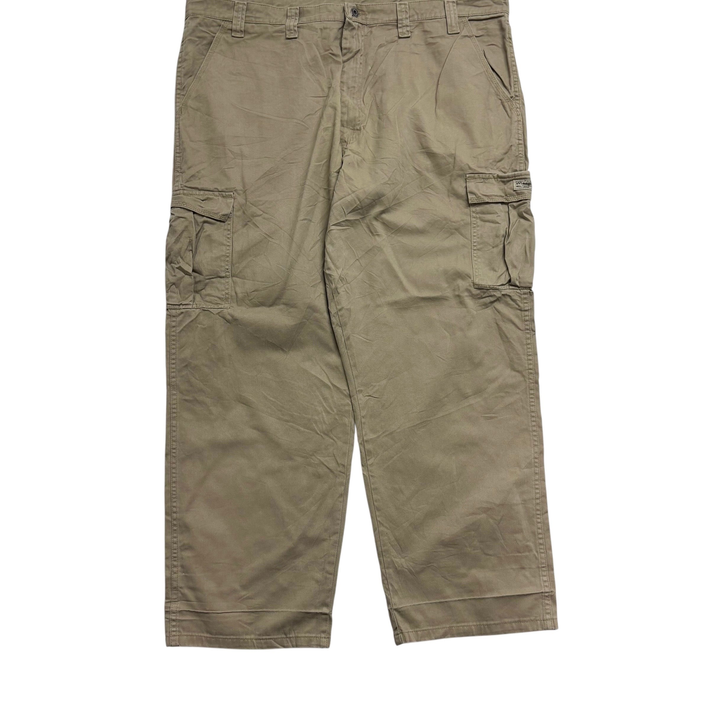 Wrangler Cargo Pants W44 L31 Mens Beige Baggy Relaxed Straight Fit Trousers