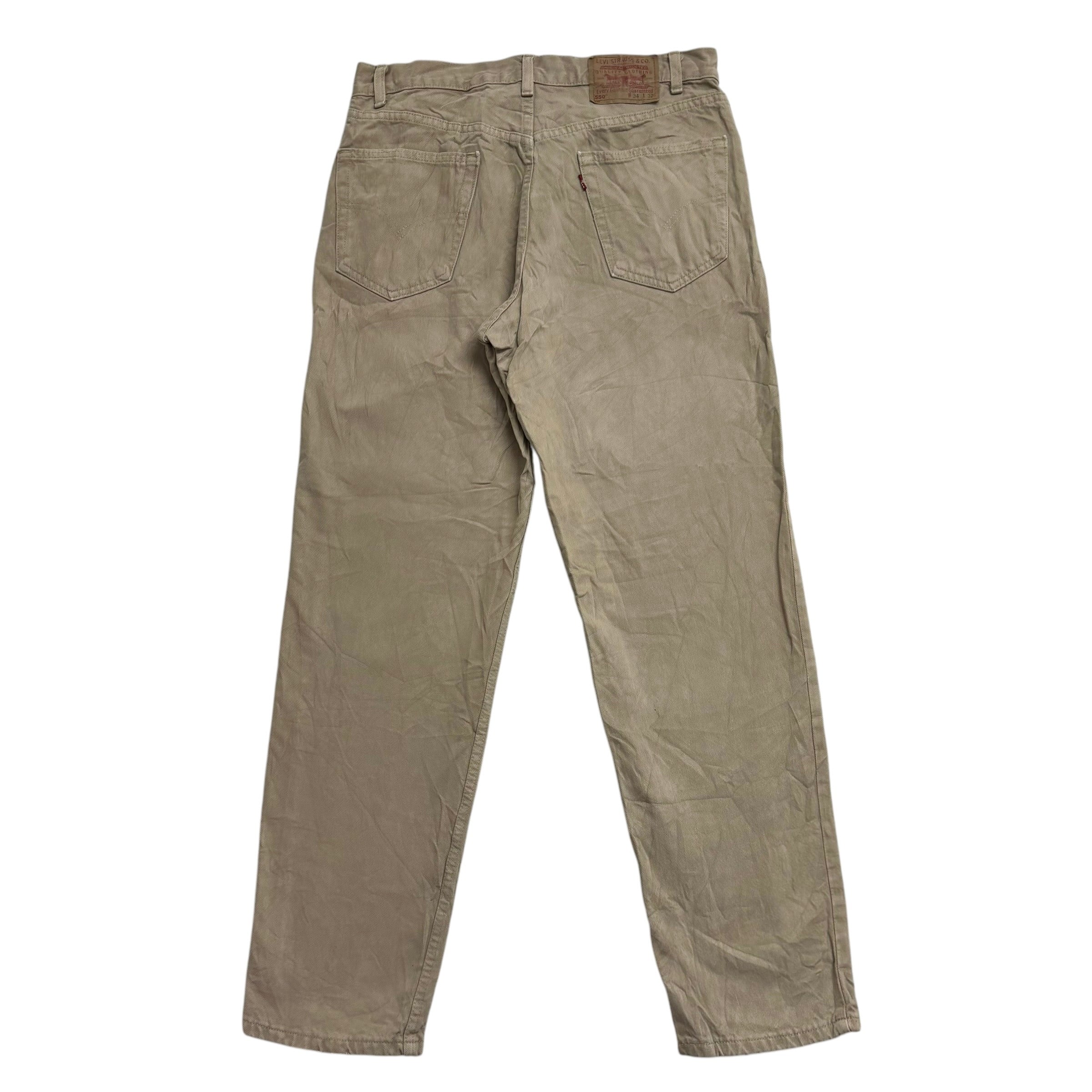 Levis 550 Jeans W34 L32 Mens Tan Relaxed Straight Made In USA Vintage Denim (E)