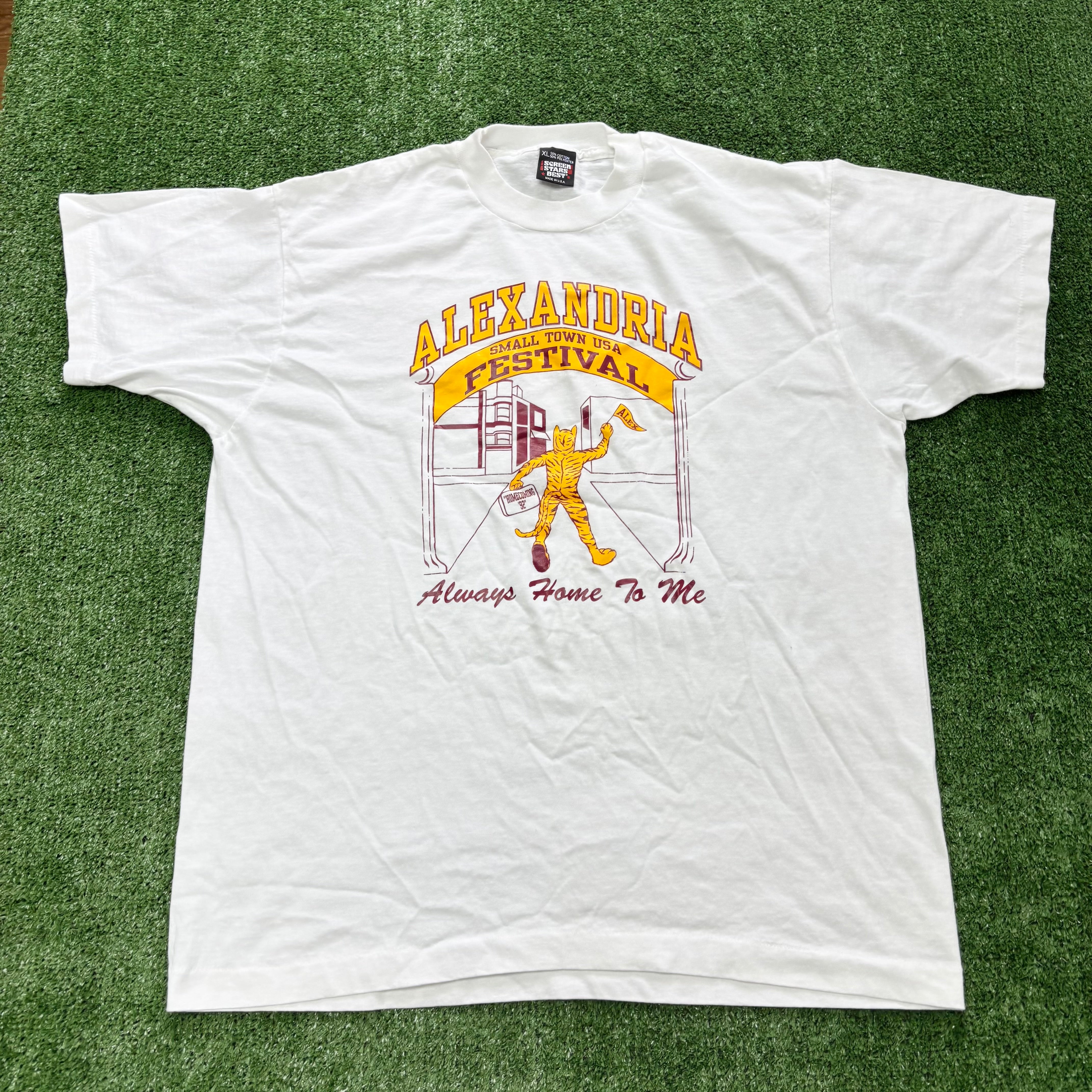 Vintage T Shirt Mens Large White Single Stitch Graphic Print 90s USA (E)