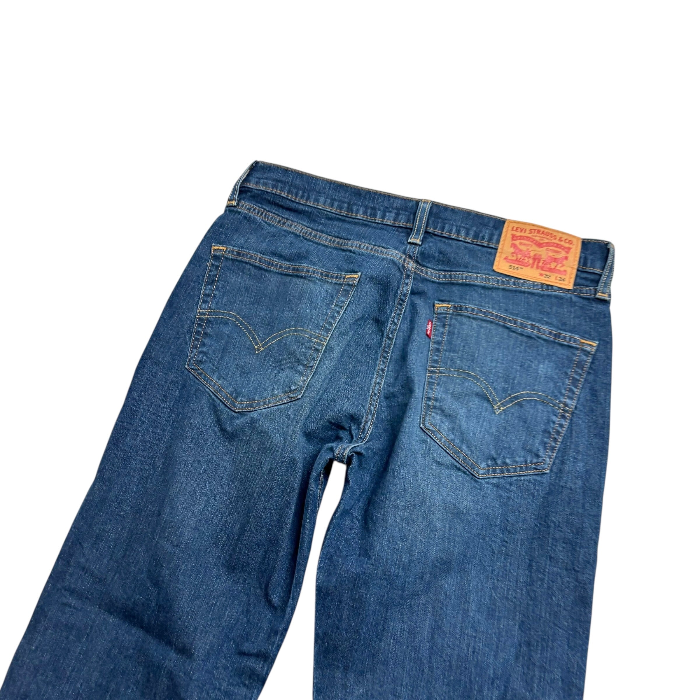 Levis 514 Jeans W32 L33 Mens Dark Blue Regular Straight Fit Stretch Denim (E)