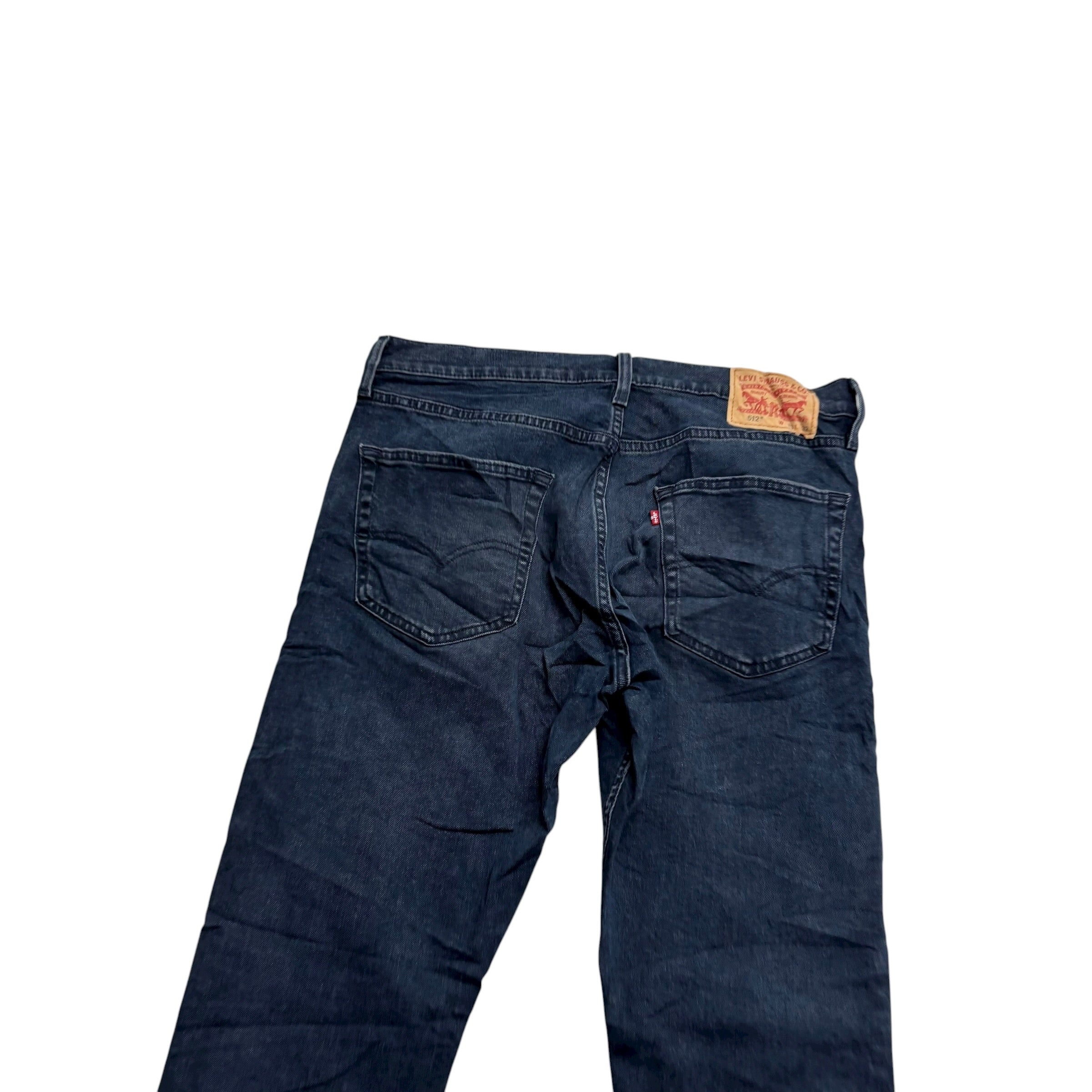 Levis 512 Jeans W33 L32 Mens Navy Blue Slim Tapered Fit Stretch Denim (E)