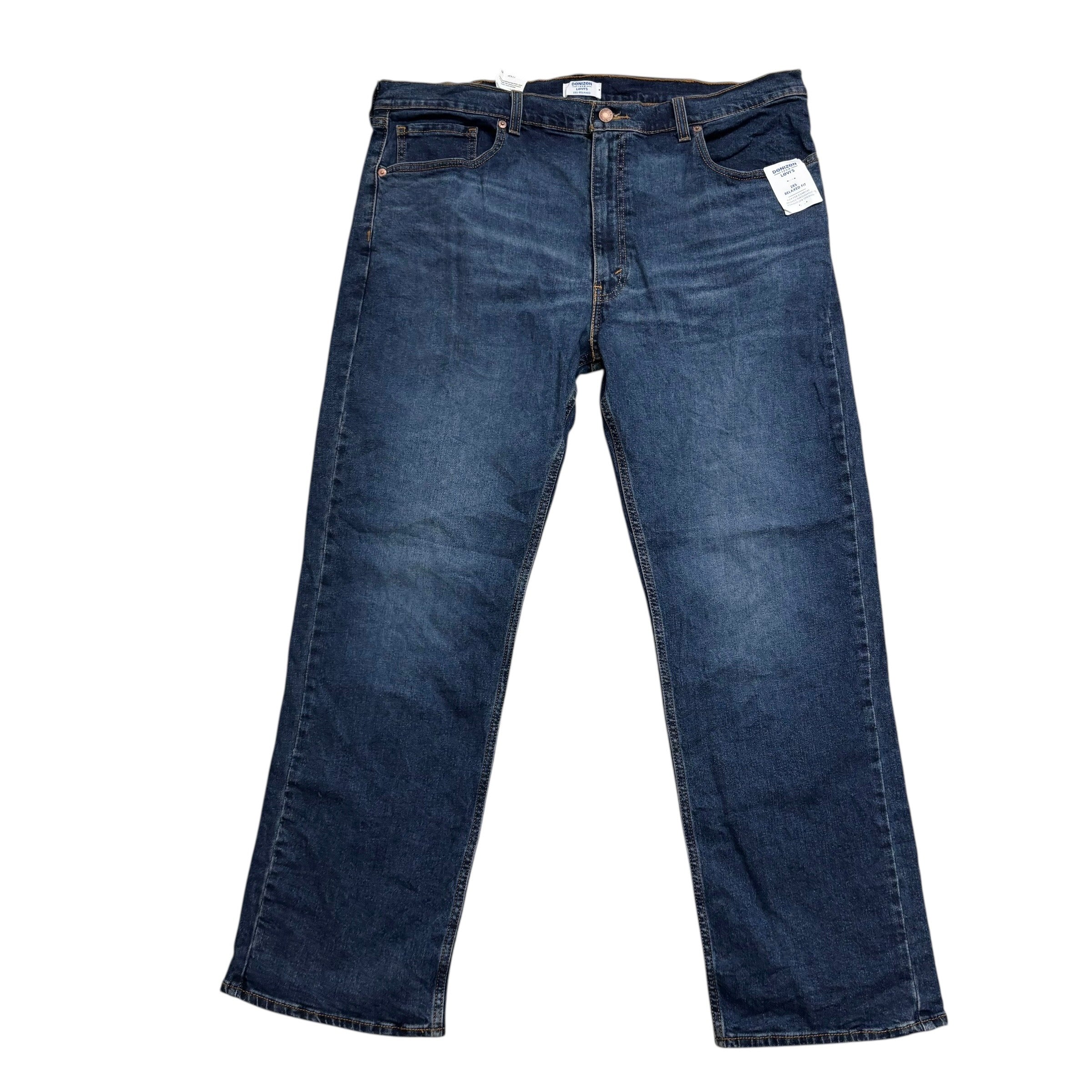 Levis Denizen Jeans W40 L32 Mens Dark Blue Relaxed Straight Stretch Denim (E)