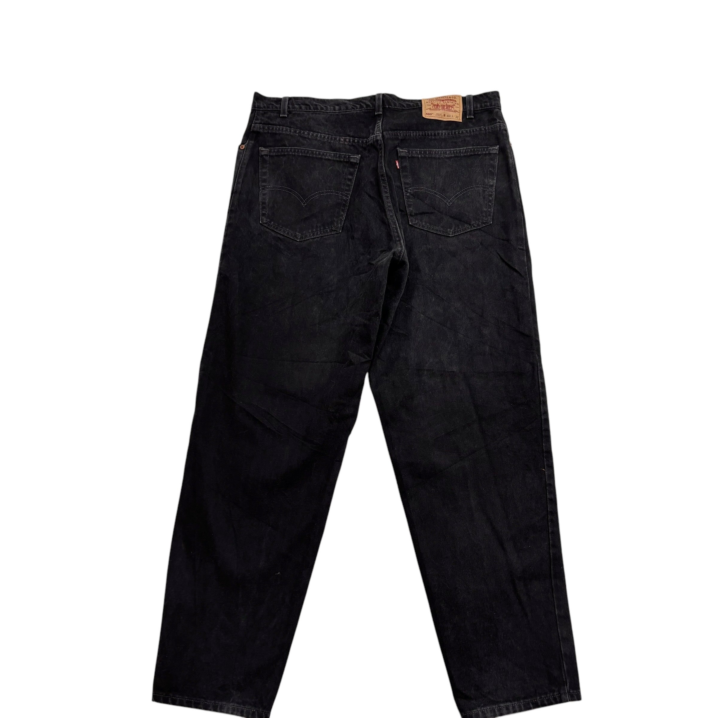 Levis 560 Jeans W40 L32 Mens Black Relaxed Tapered Fit Made In USA Vintage (E)