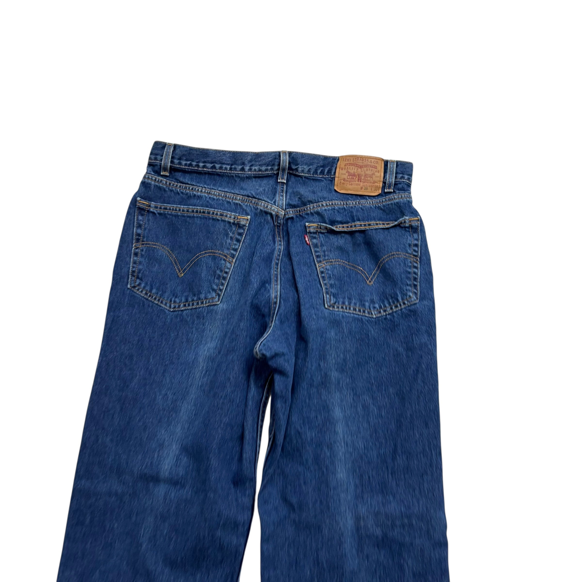 Levis Jeans W36 L32 Mens Dark Blue Relaxed Straight Fit Vintage Denim (E)