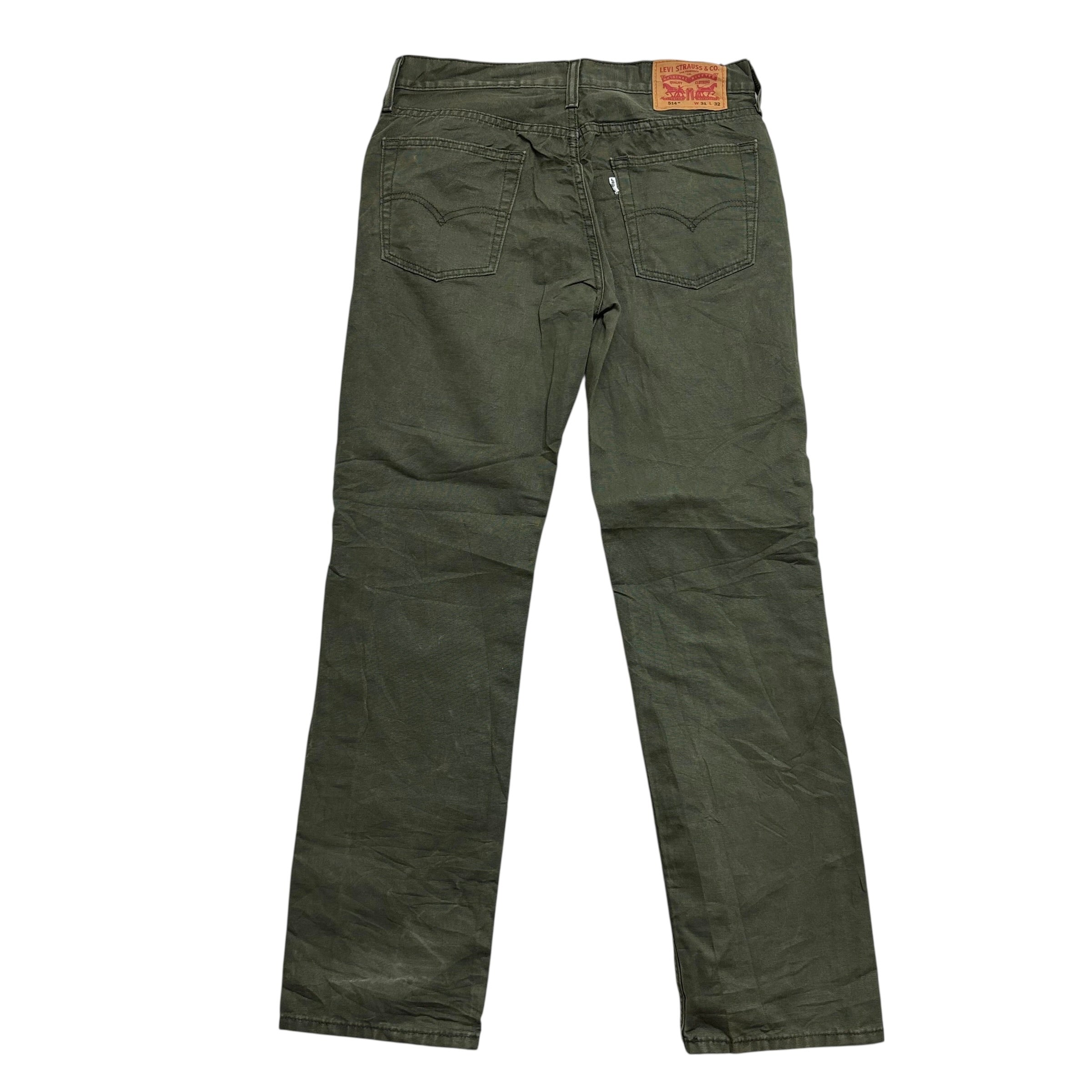 Levis 514 Trousers W31 L32 Mens Green Regular Straight Fit Pants