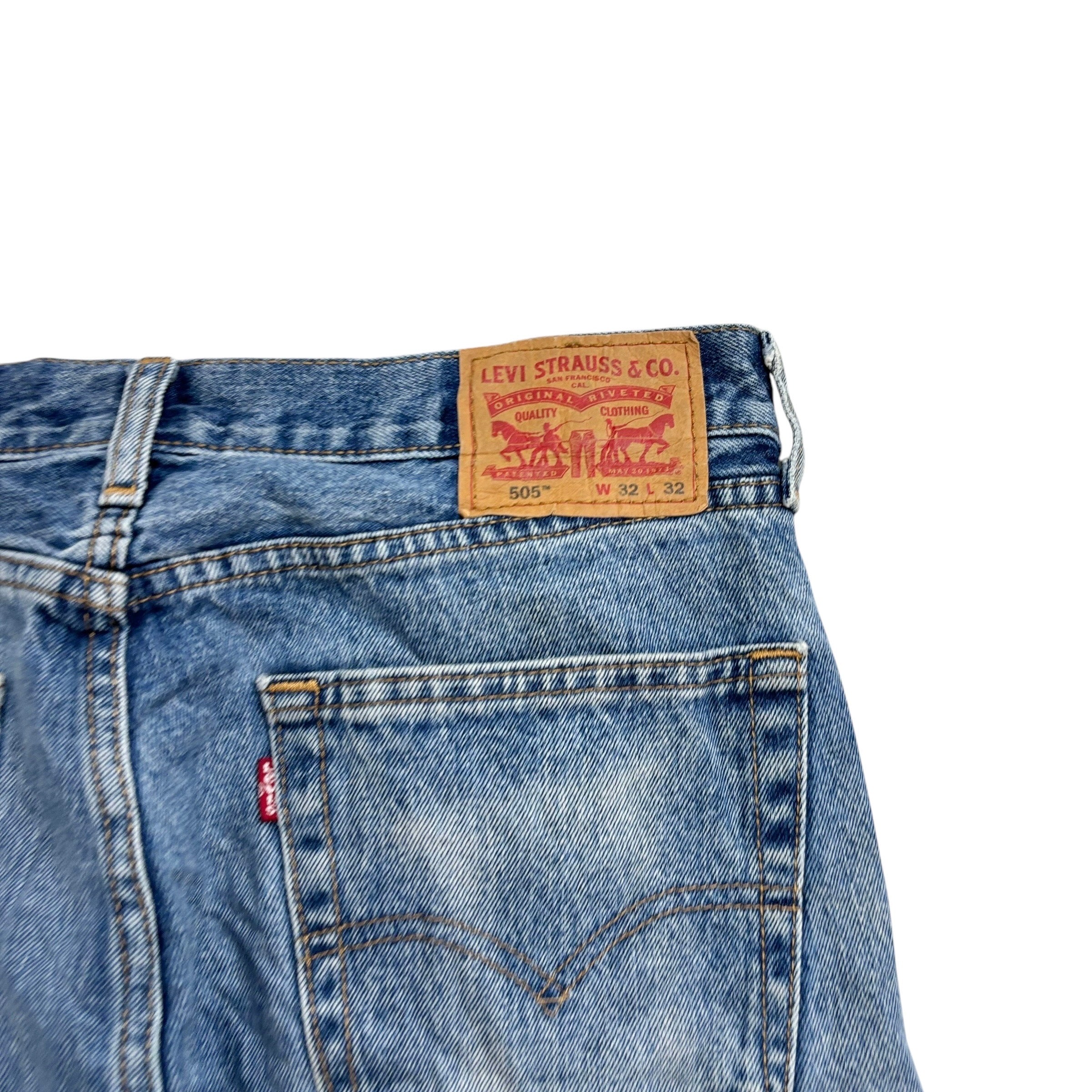 Levis 505 Jeans W32 L32 Mens Light Blue Regular Straight Fit Denim