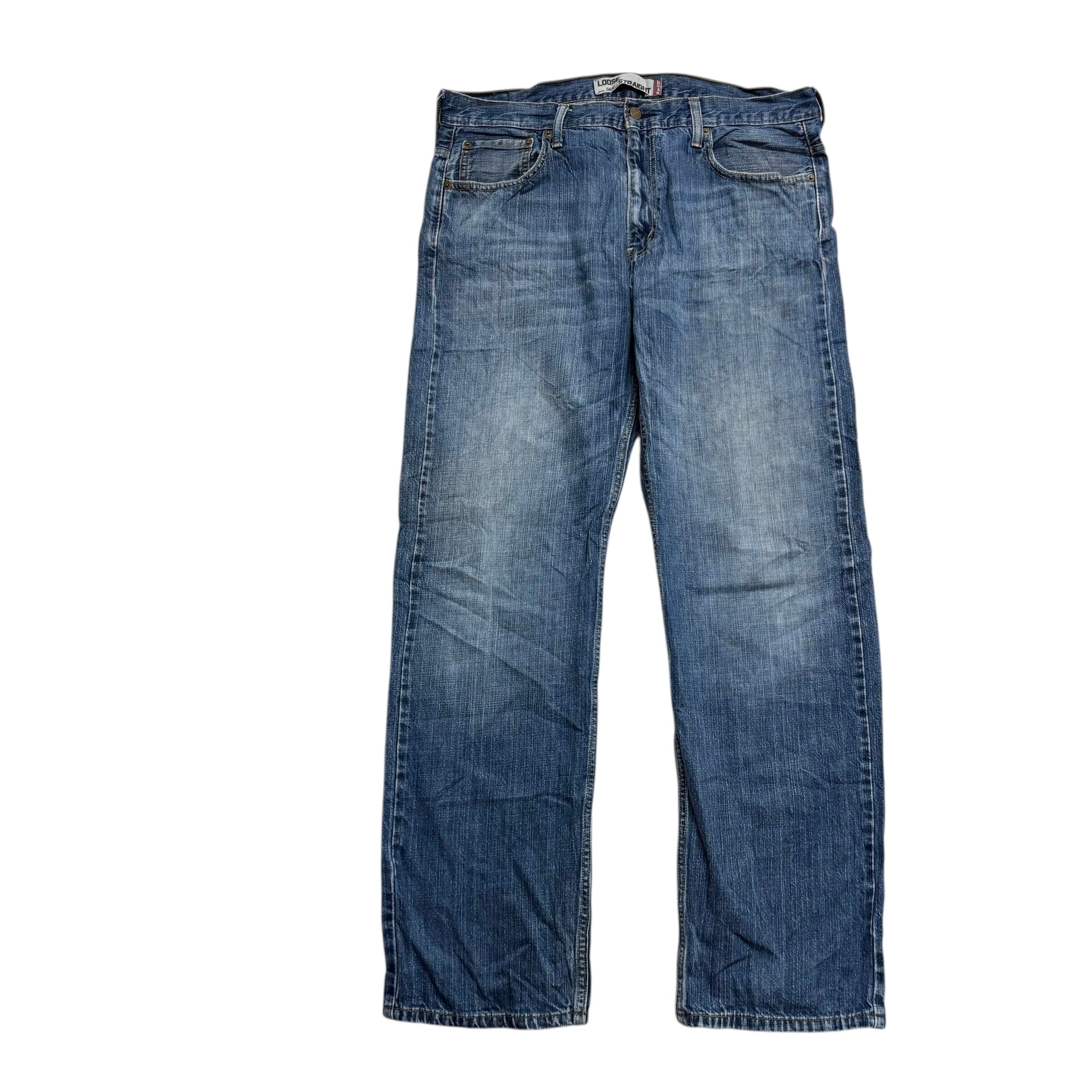 Levis 569 Jeans W36 L34 Mens Mid Blue Baggy Relaxed Straight Vintage Denim (E)