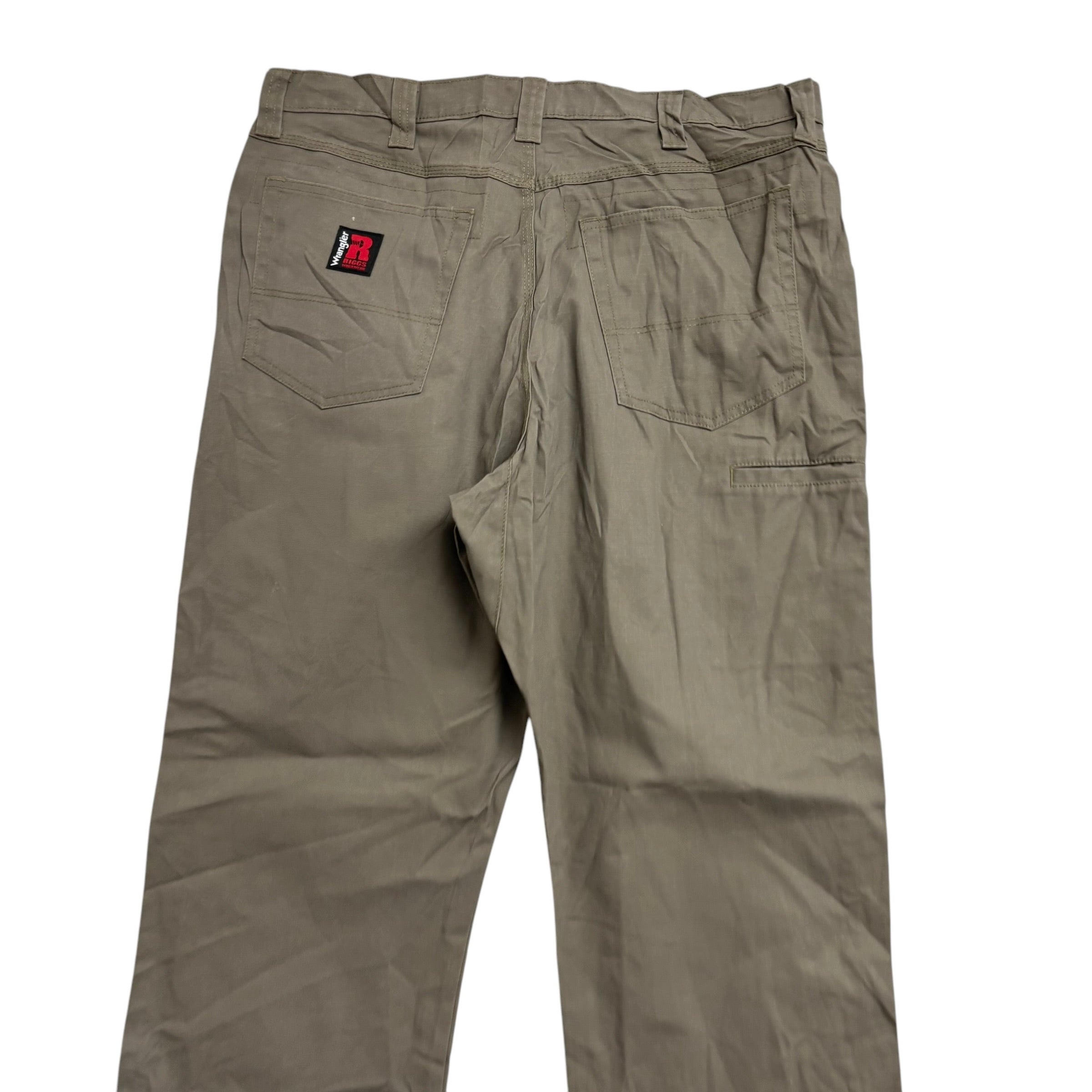Wrangler Carpenter Pants W35 L32 Mens Khaki Green Relaxed Straight Fit Trousers