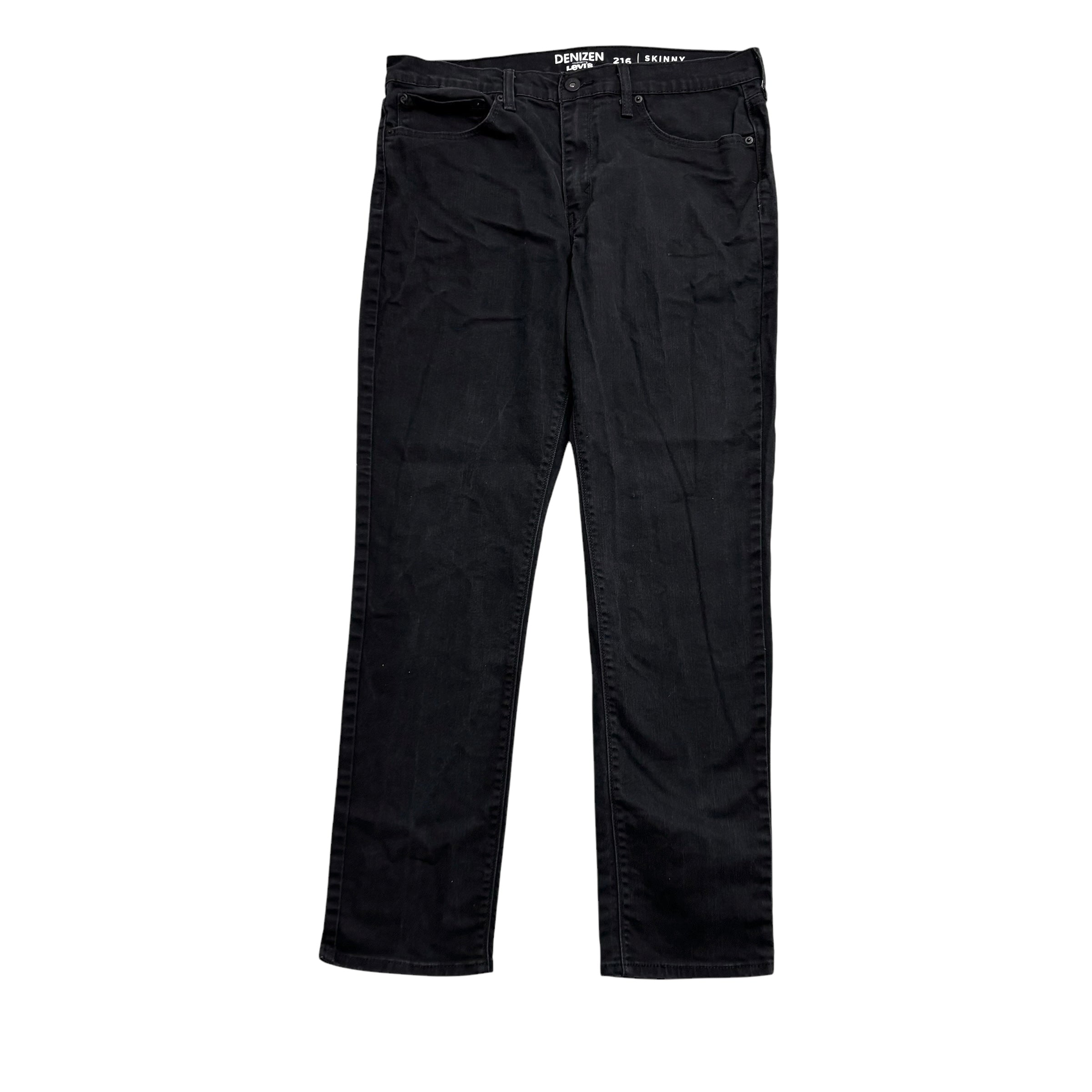 Levis 216 Denizen Jeans W36 L32 Mens Black Skinny Fit Stretch Denim (E)