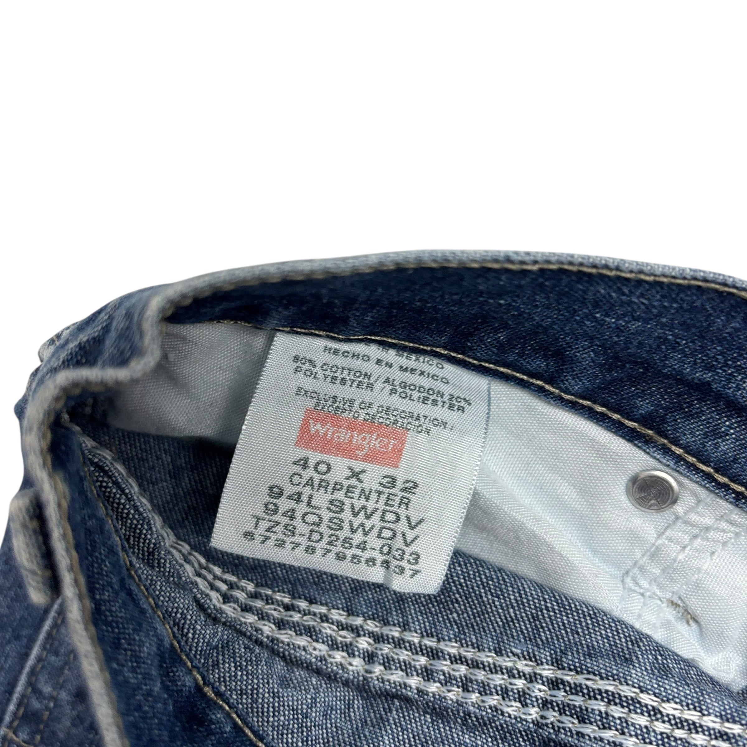 Wrangler Carpenter Jeans W40 L33 Mens Mid Blue Relaxed Baggy Straight Denim (E)