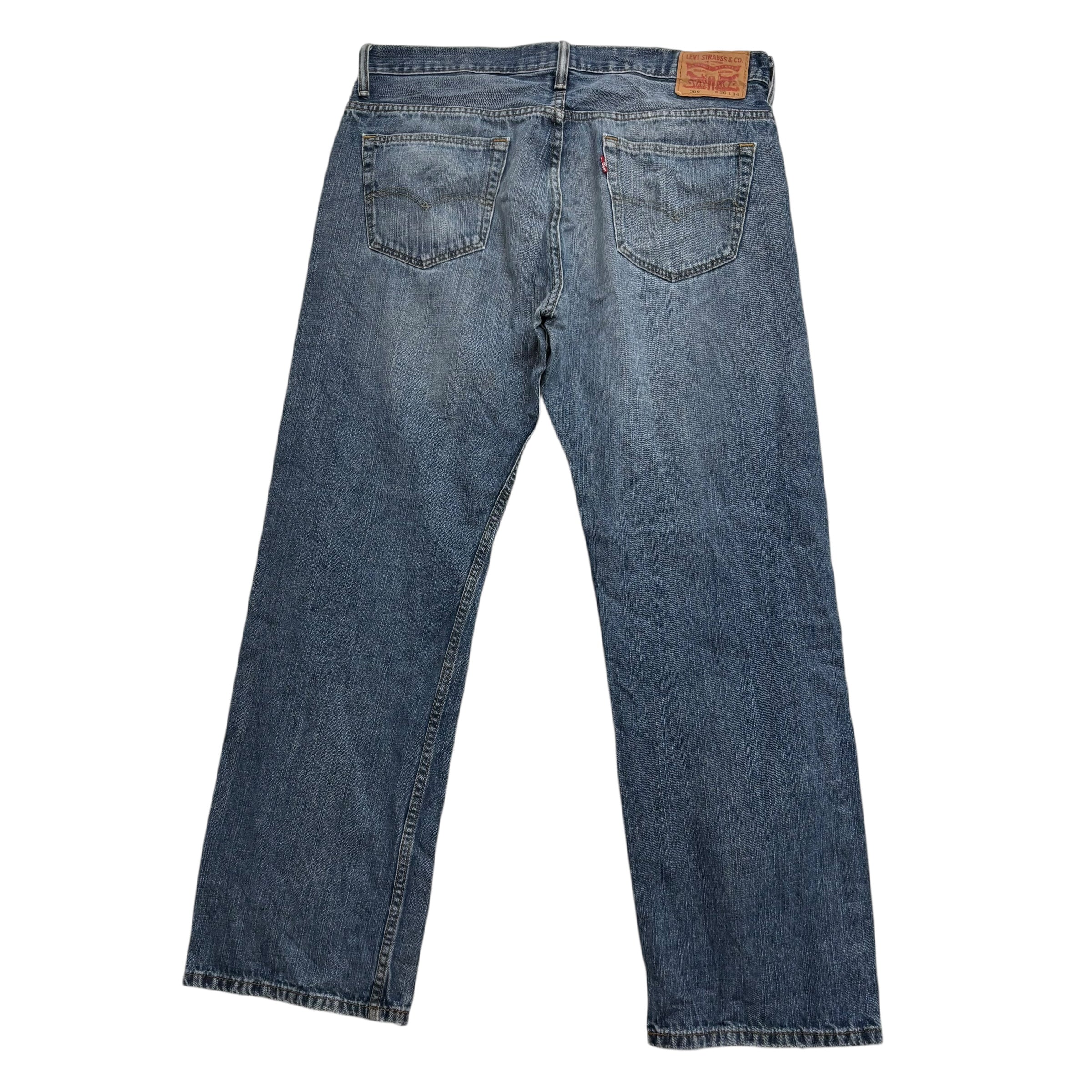 Levis 569 Jeans W36 L32 Mens Mid Blue Baggy Relaxed Straight Fit Denim