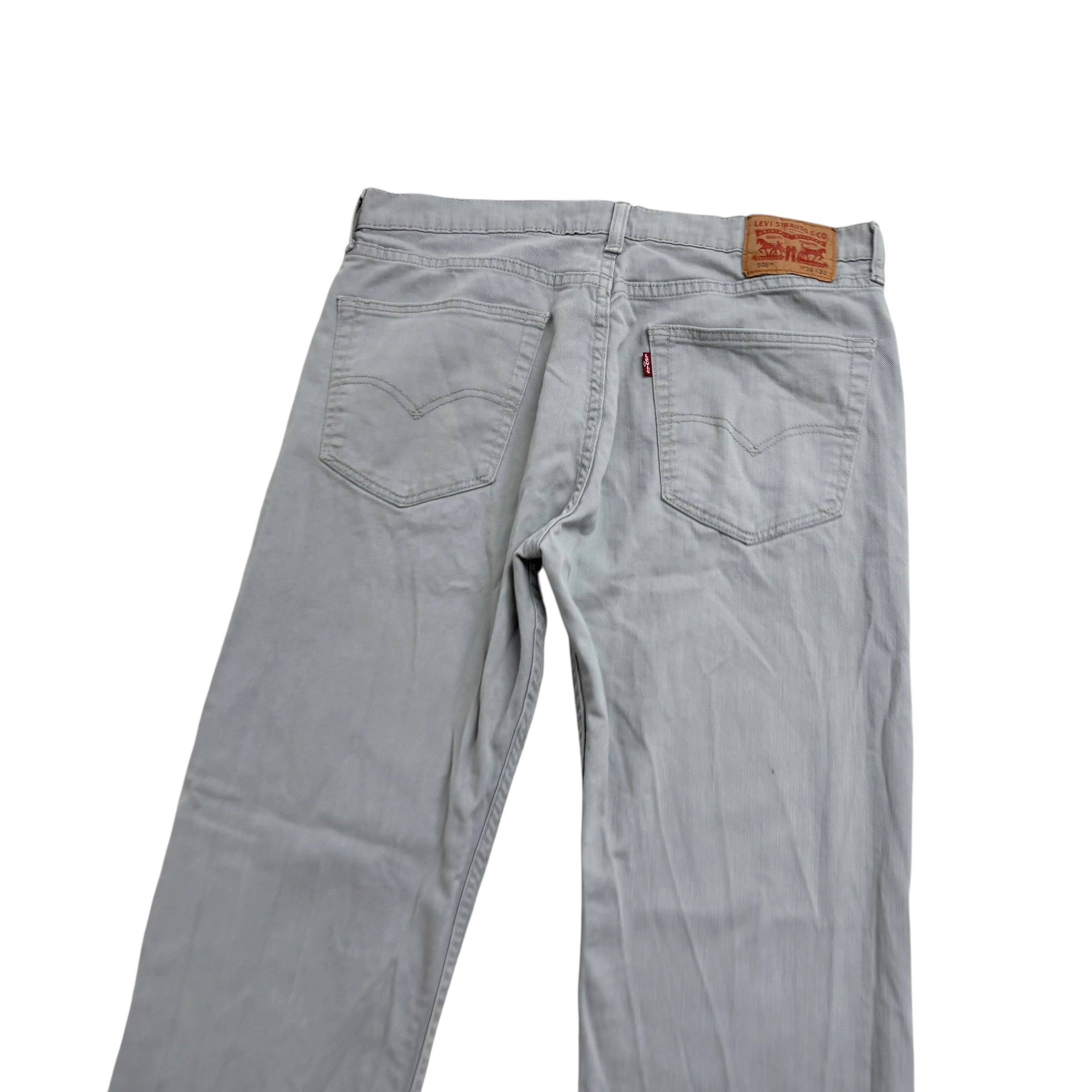 Levis 505 Jeans W36 L32 Mens Grey Regular Straight Fit Stretch Denim