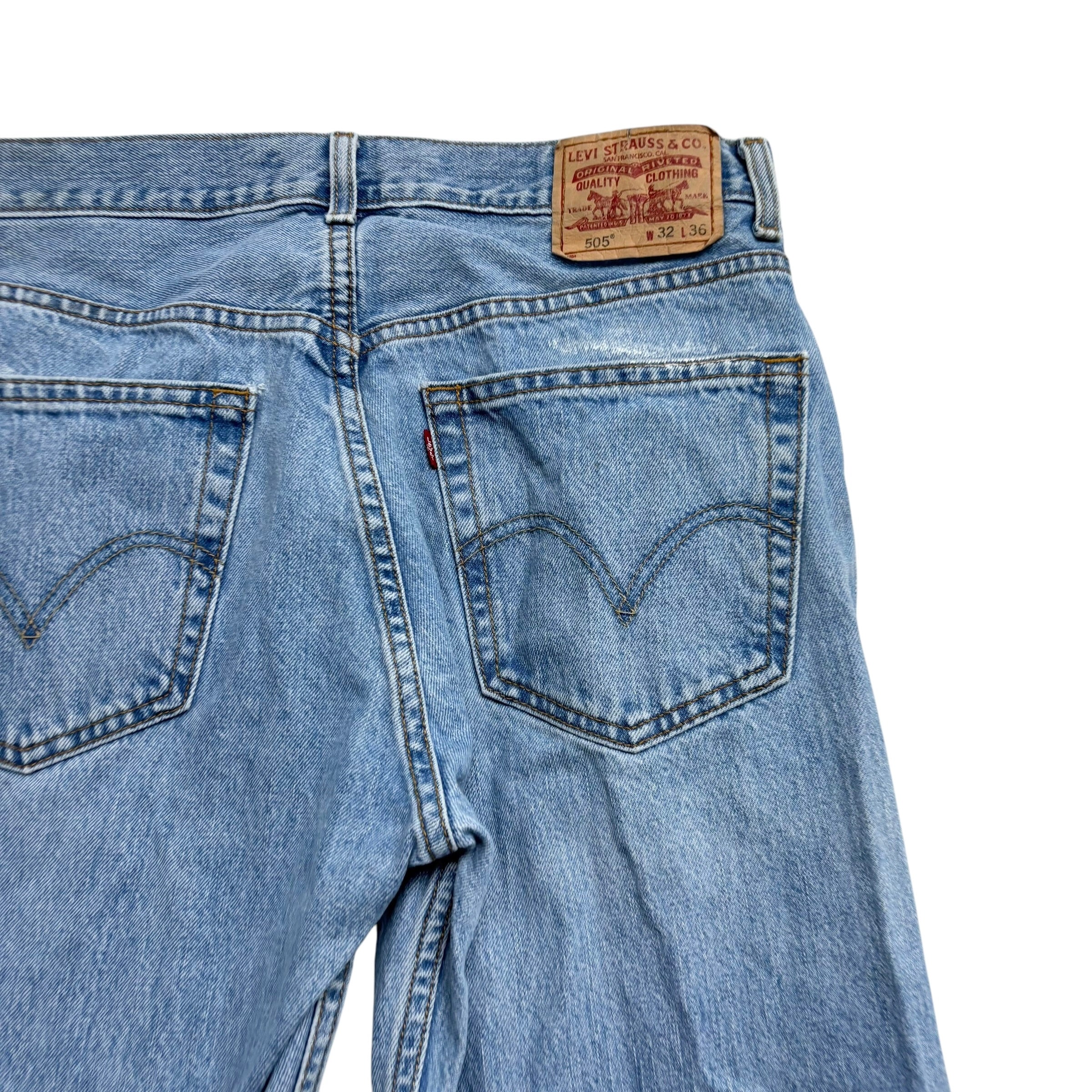 Levis 505 Jeans W31 L28 Mens Light Blue Regular Straight Fit Vintage Denim (F)