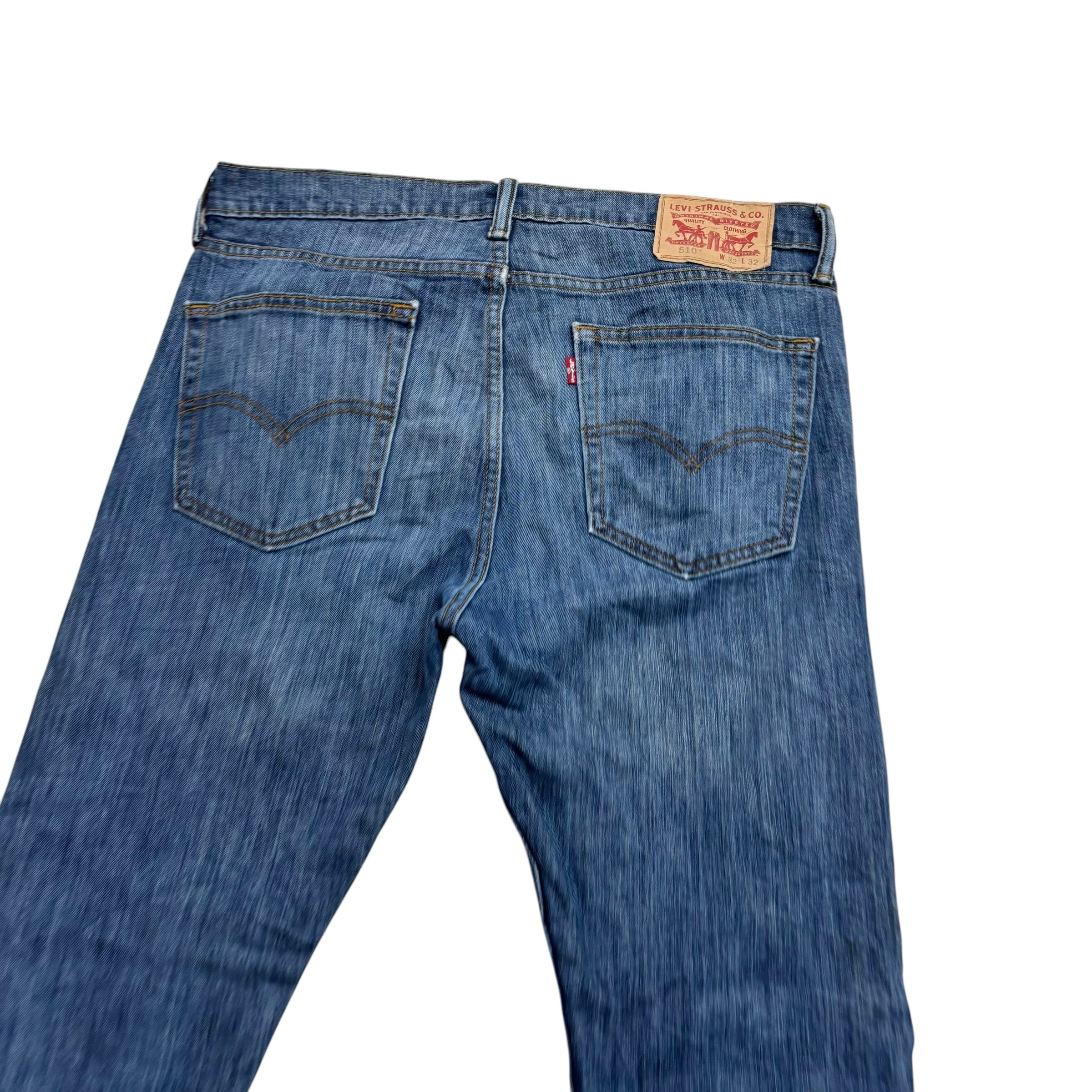 Levis 510 Jeans W34 L32 Mens Mid Blue Skinny Fit Stretch Denim (E)