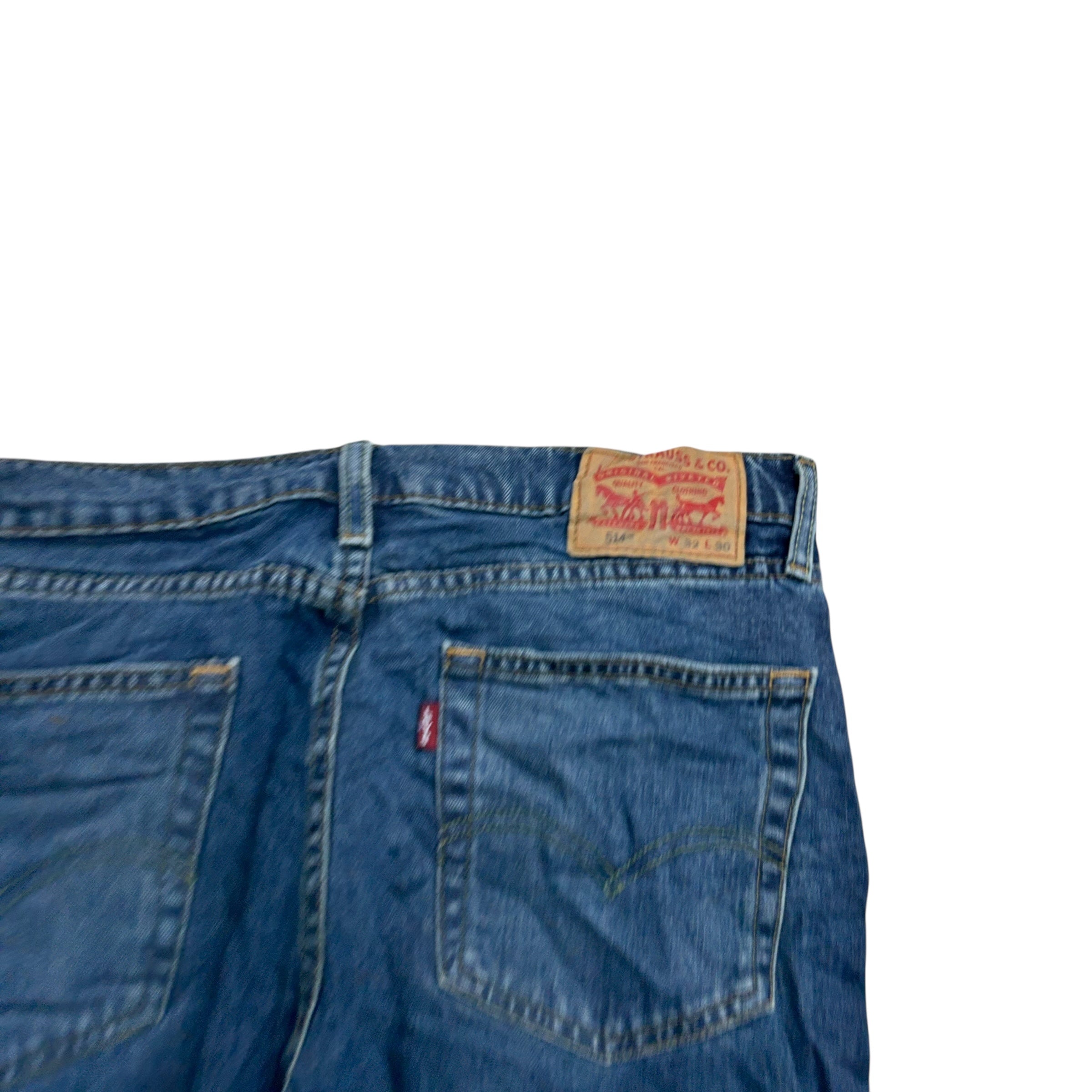 Levis 514 Jeans W32 L30 Mens Mid Blue Regular Straight Fit Stretch Denim (E)