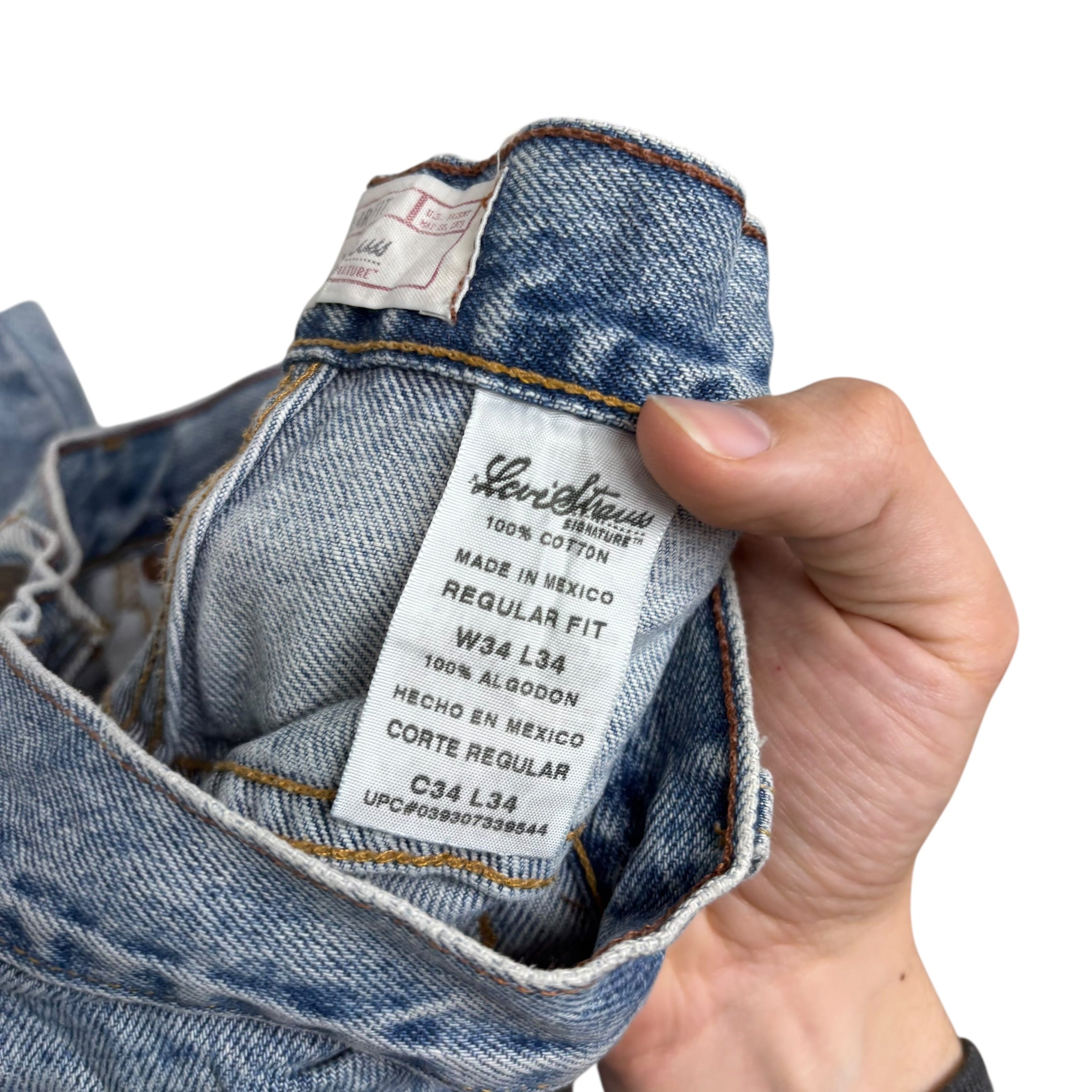 Levis Signature Jeans W34 L34 Mens Light Blue Regular Straight Fit Vintage Denim