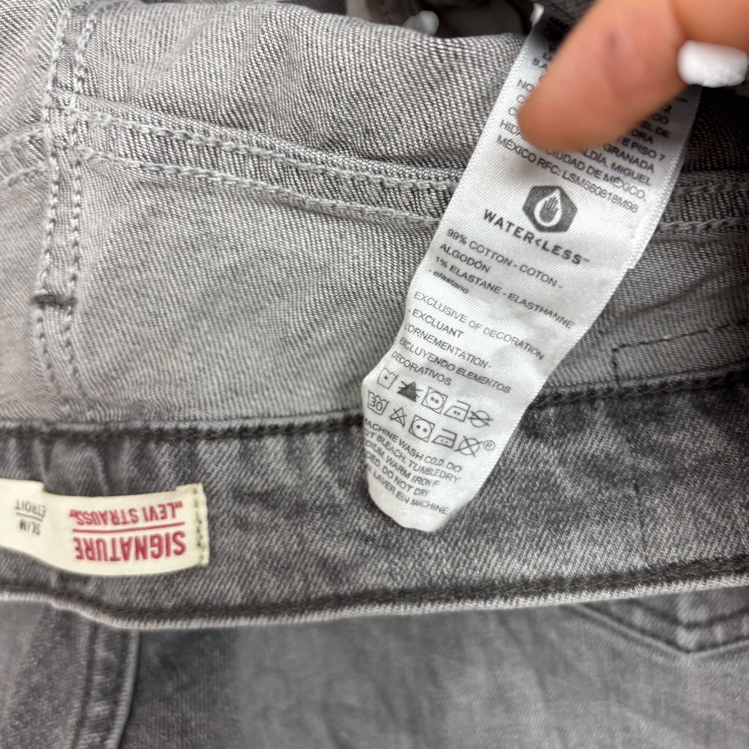 Levis Signature Jeans W32 L32 Mens Grey Slim Fit Stretch Denim (E)