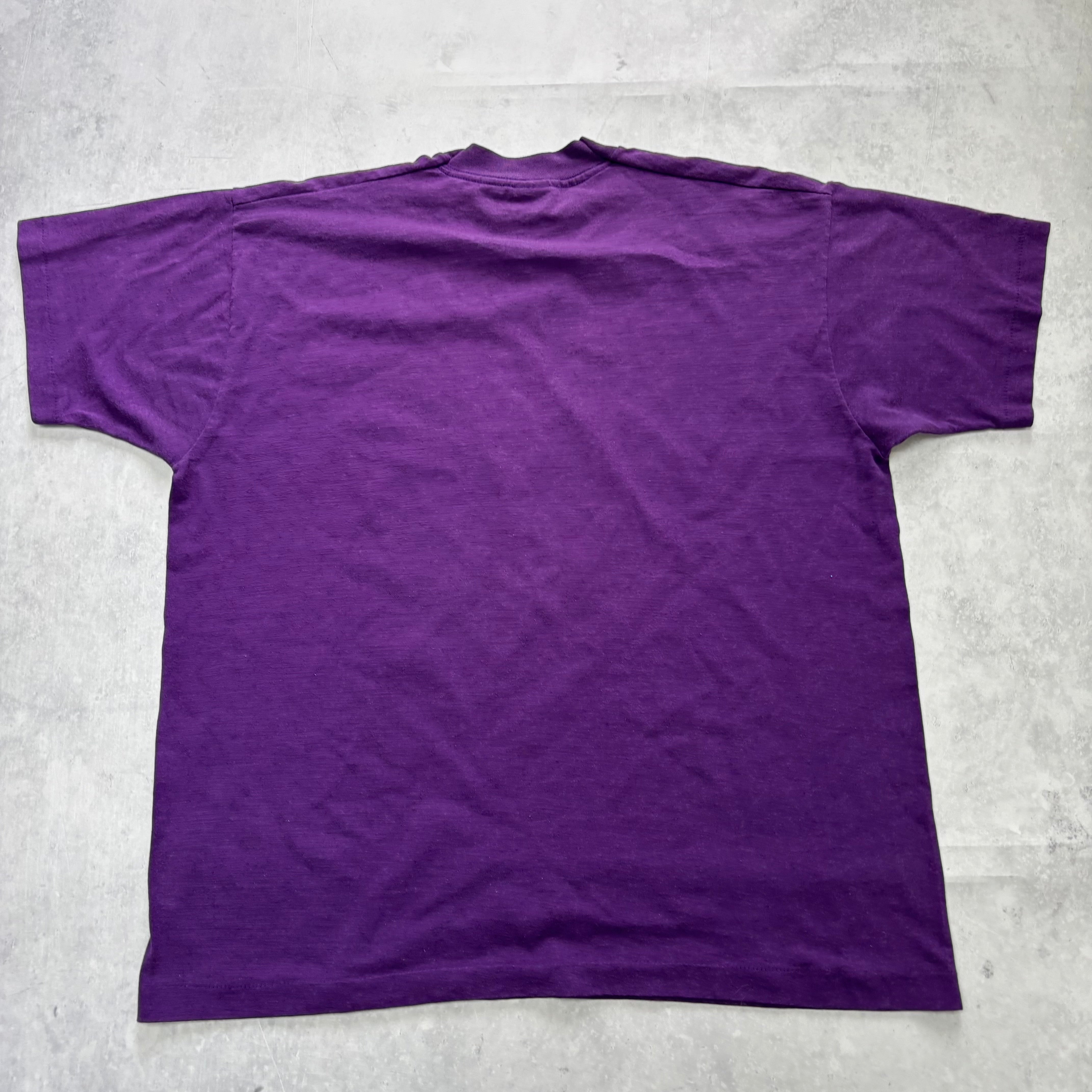 Vintage T Shirt Mens XL Purple Single Stitch Graphic Print 90s USA Flowers (E)