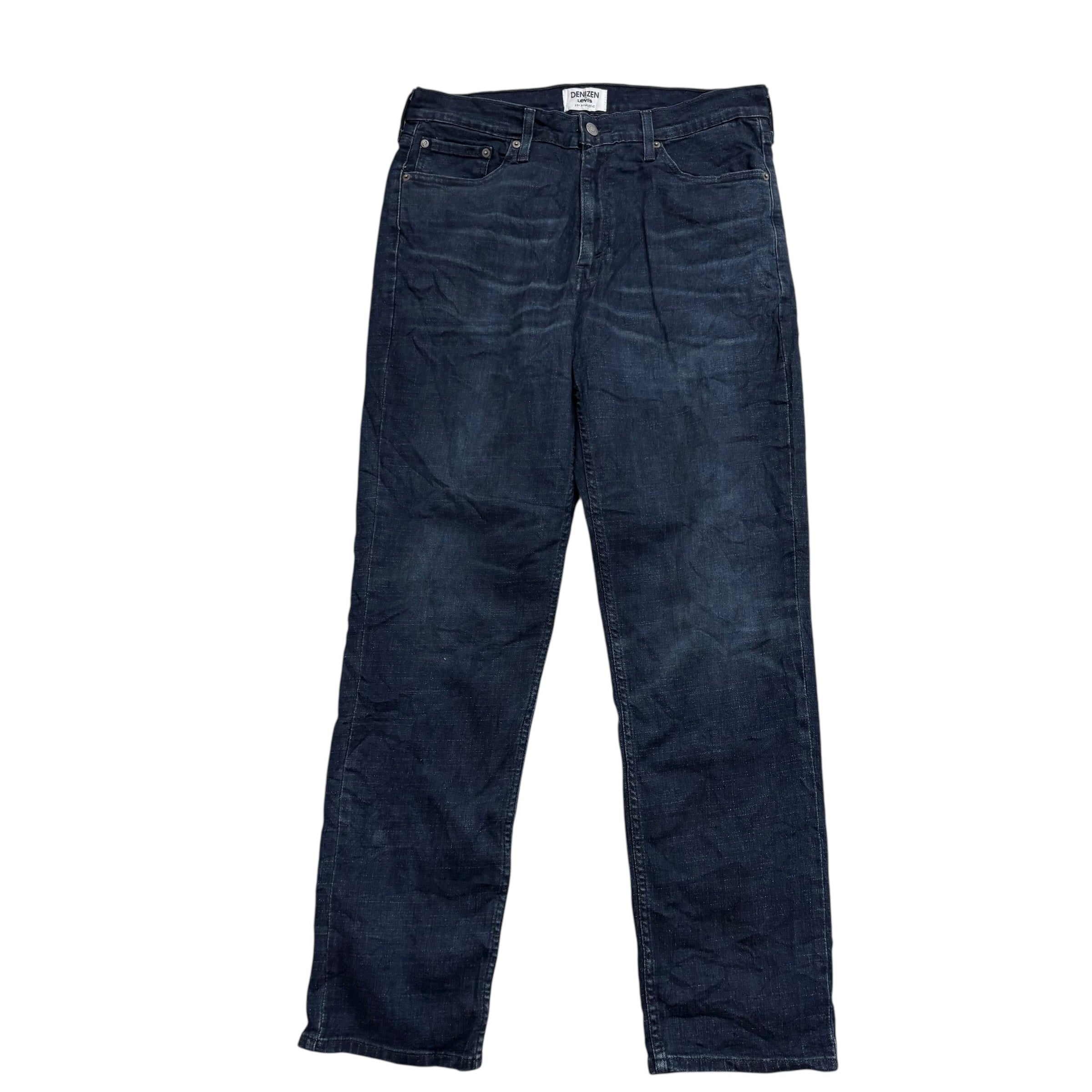 Levis Denizen Jeans W33 L32 Mens Dark Blue Athletic Tapered Stretch Denim (E)
