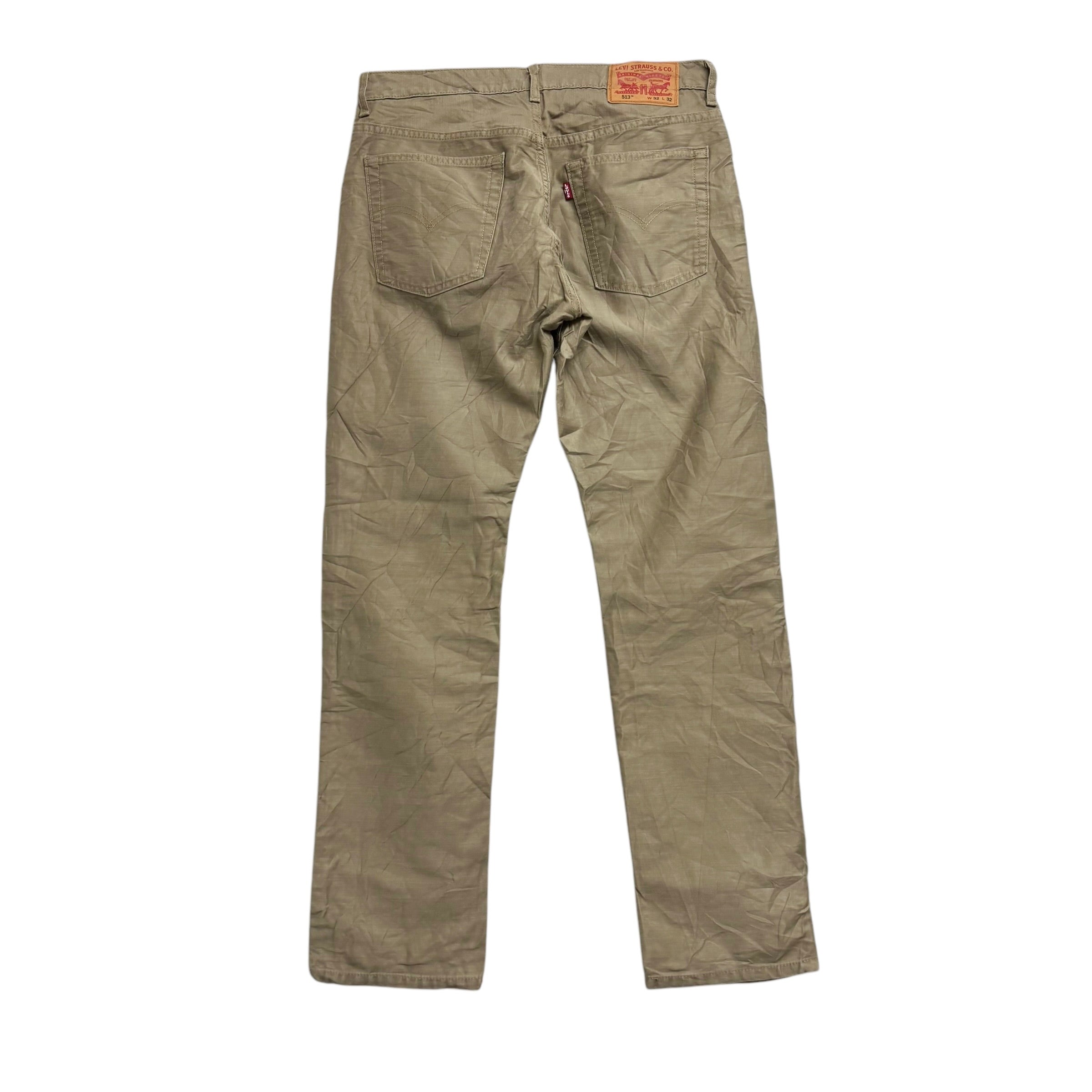 Levis 513 Trousers W32 L31 Mens Gold Tan Slim Straight Fit Denim