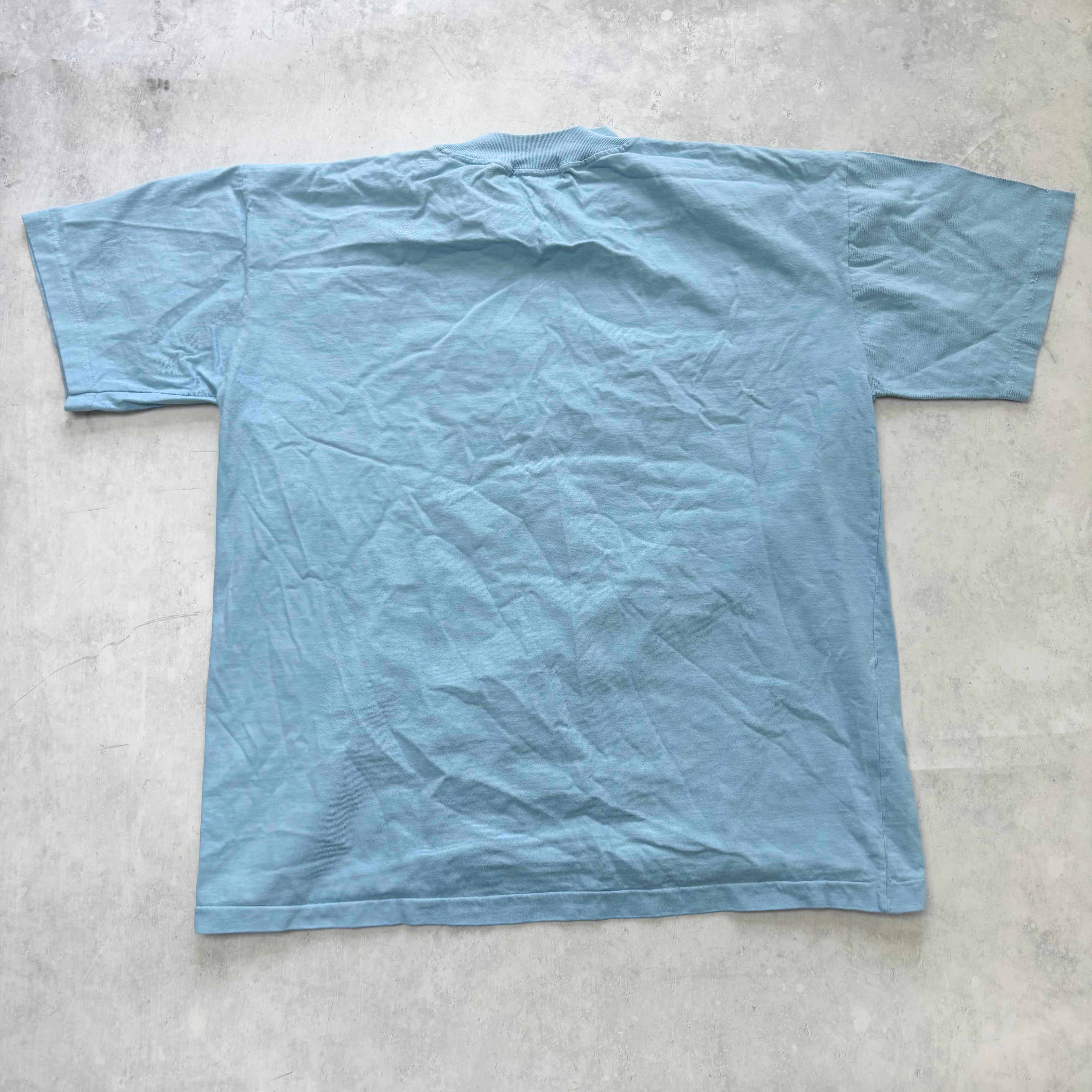 Vintage T Shirt Mens Small Blue Single Stitch Graphic Print 90s Tourist (E)