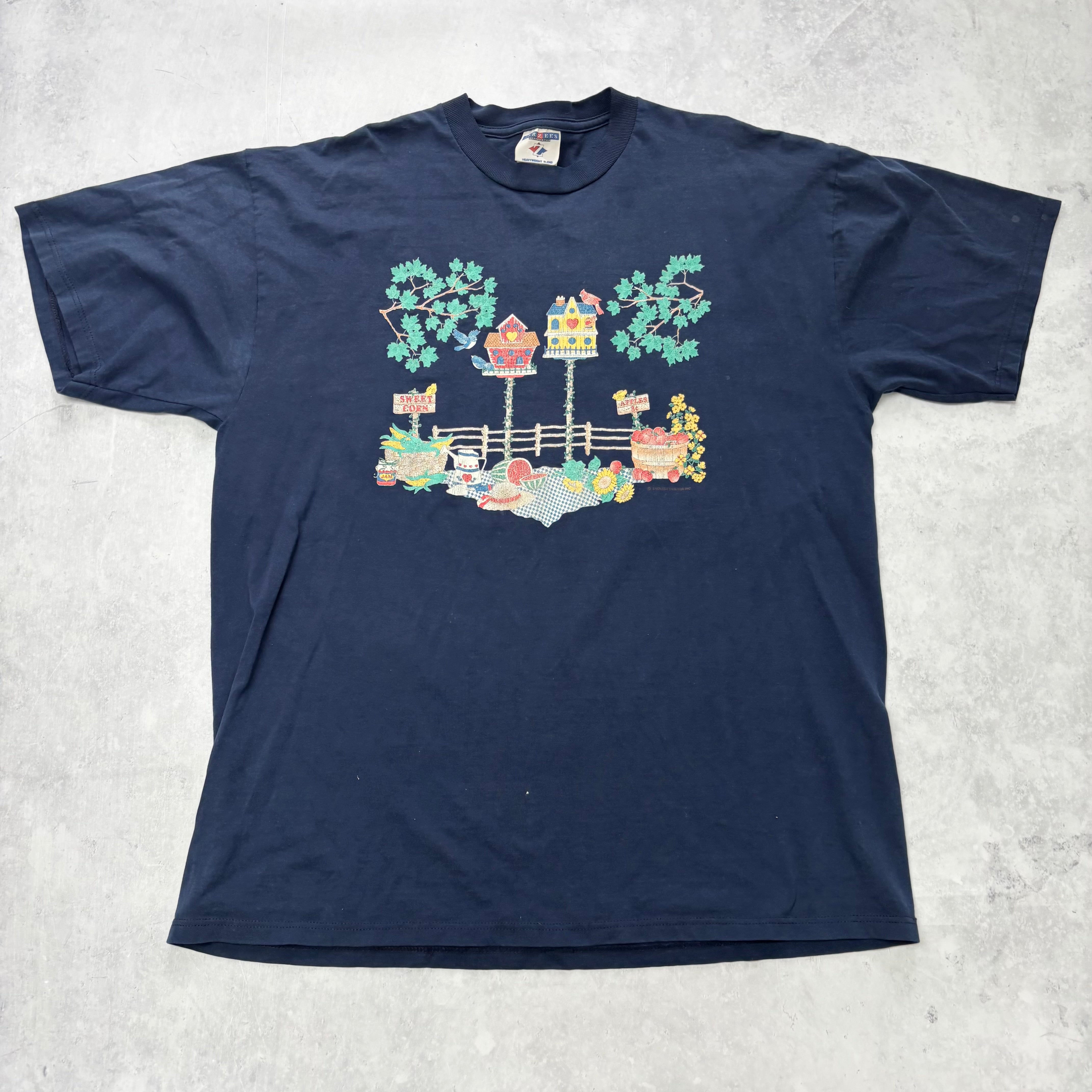 Vintage T Shirt Mens XL Navy Blue Graphic Print 90s Cute