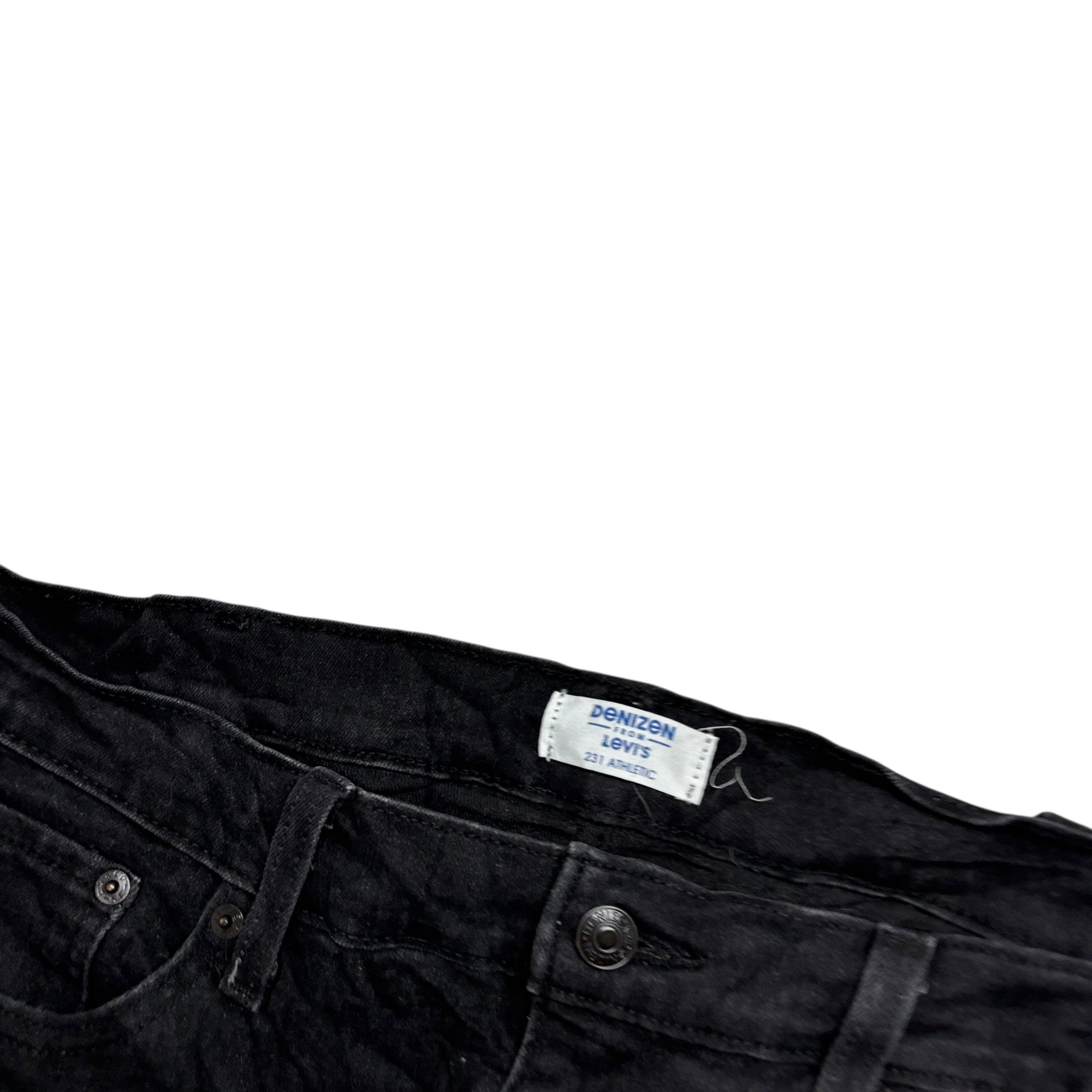 Levis Denizen Jeans W38 L31 Mens Black Athletic Tapered Stretch Denim (E)