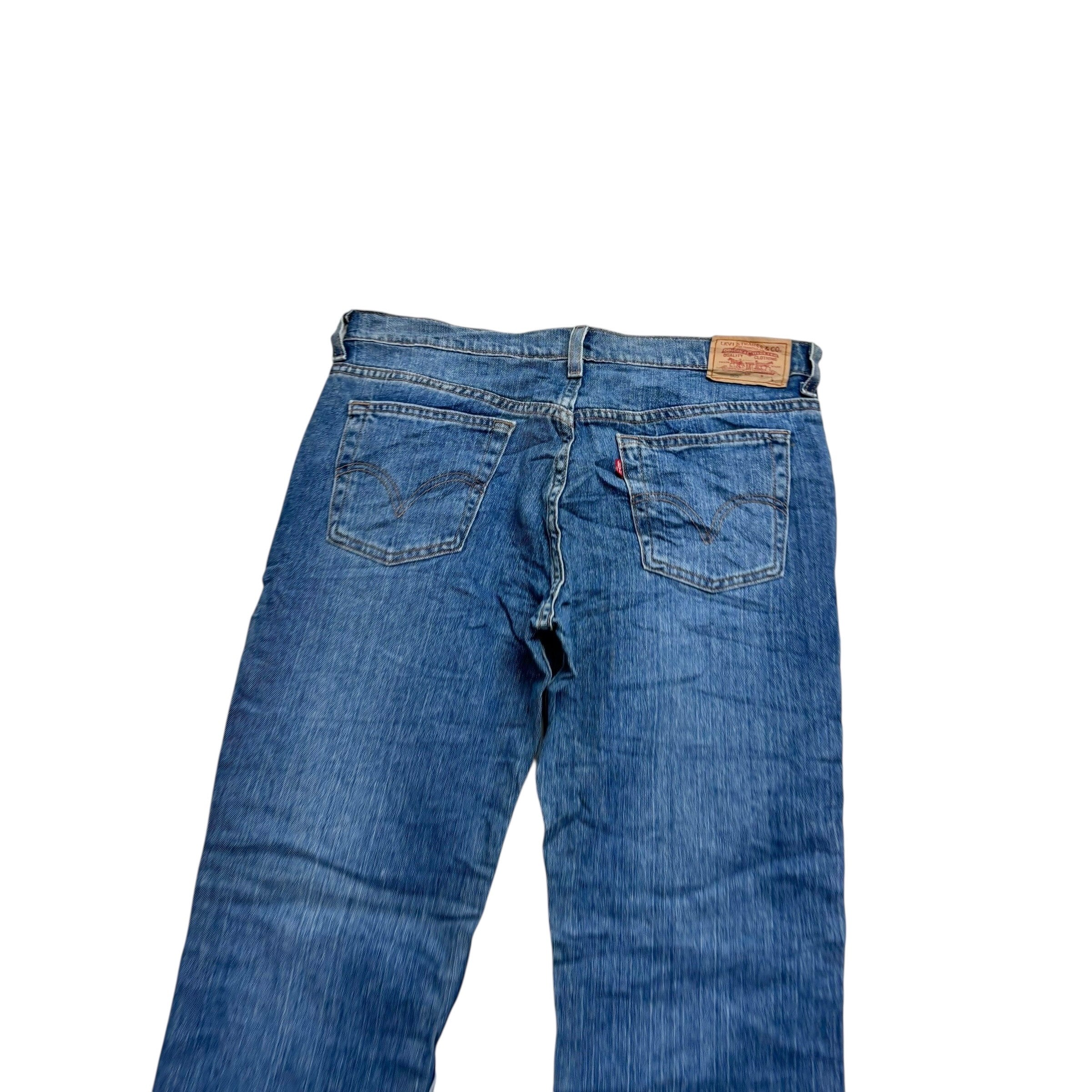 Levis 505 Jeans W34 L30 Womens Regular Straight Mid Blue Stretch Vintage (E)