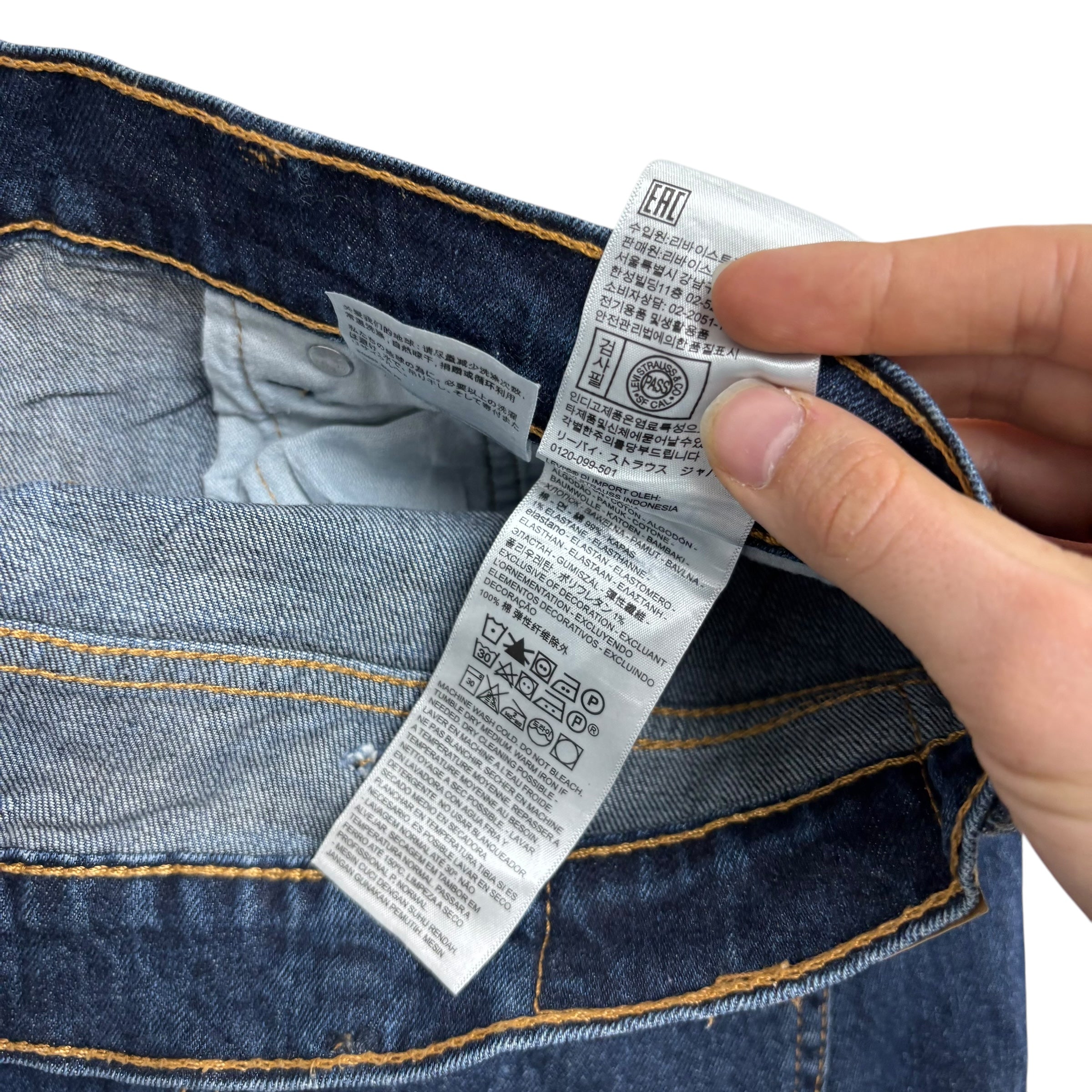 Levis 505 Jeans W40 L32 Mens Dark Blue Regular Straight Fit Stretch Denim (E)